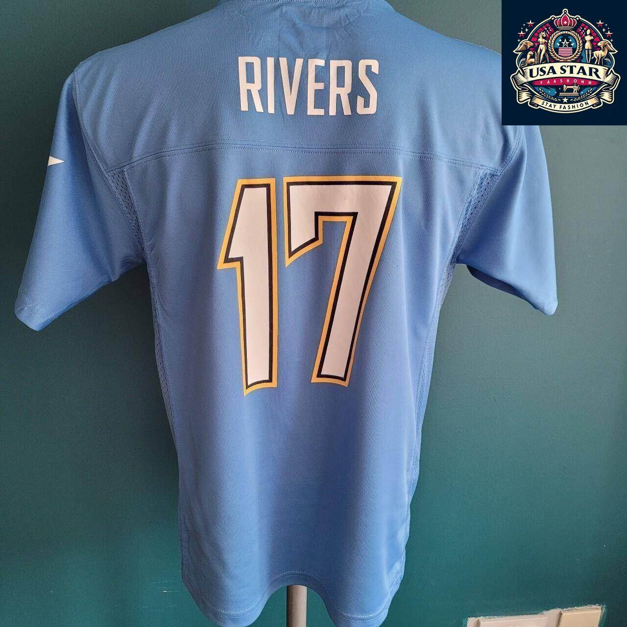 Vintage Reebok NFL Los Angeles Chargers 17 Rivers Printed Jersey Large Youth - USASTARFASHION