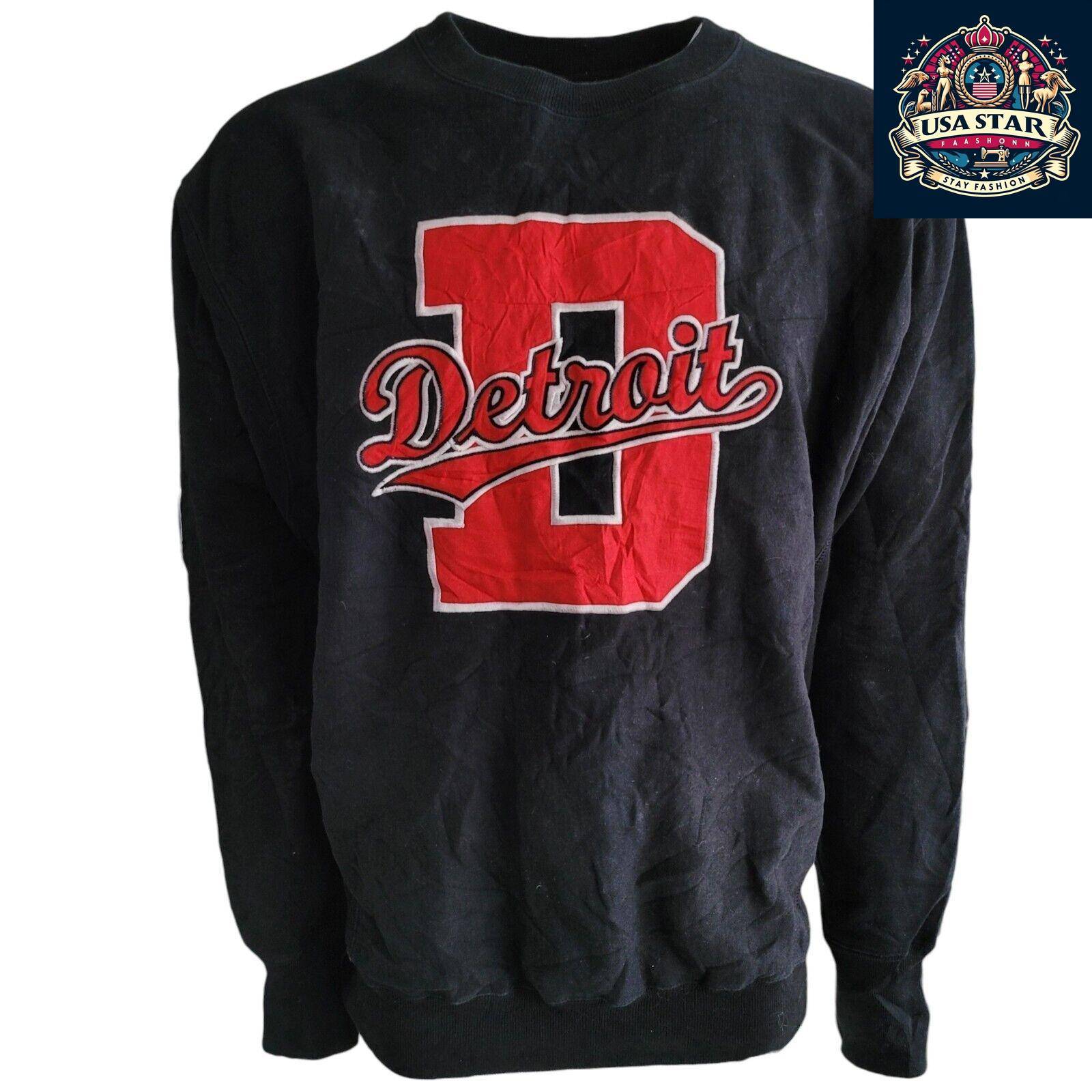 Vintage Steve and Barrys "THE D" DETROIT Black sweatshirt Xlarge - USASTARFASHION