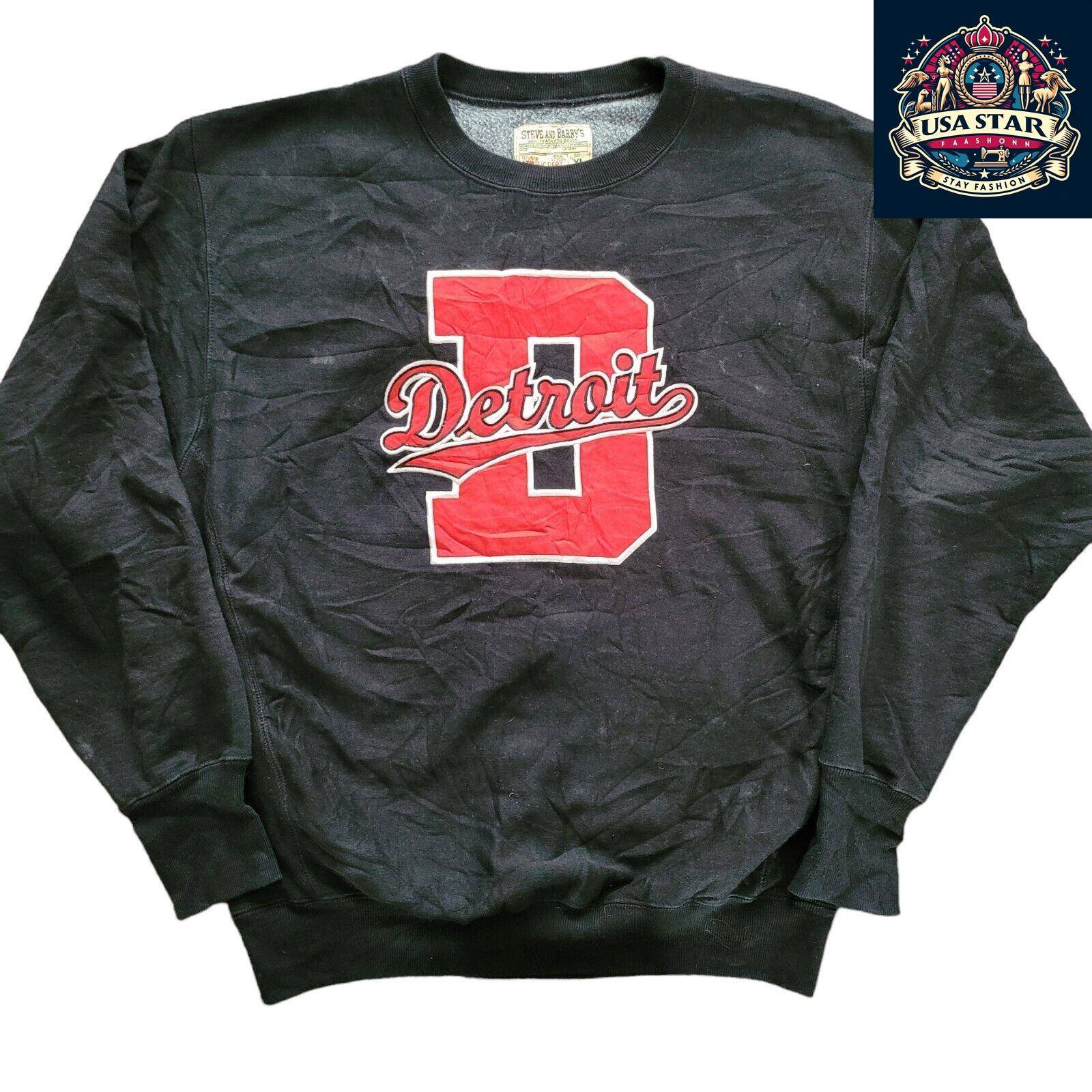 Vintage Steve and Barrys "THE D" DETROIT Black sweatshirt Xlarge - USASTARFASHION