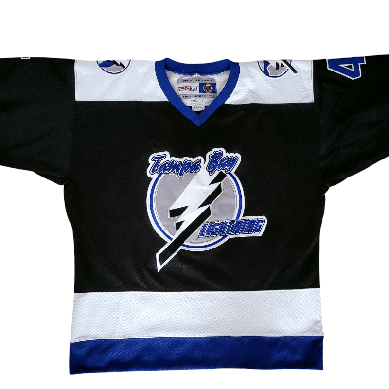 Vintage Tampa Bay Lightning Jersey - Vinny Lecavalier 4, CCM NHL, Size M, Black/White/Blue - USASTARFASHION