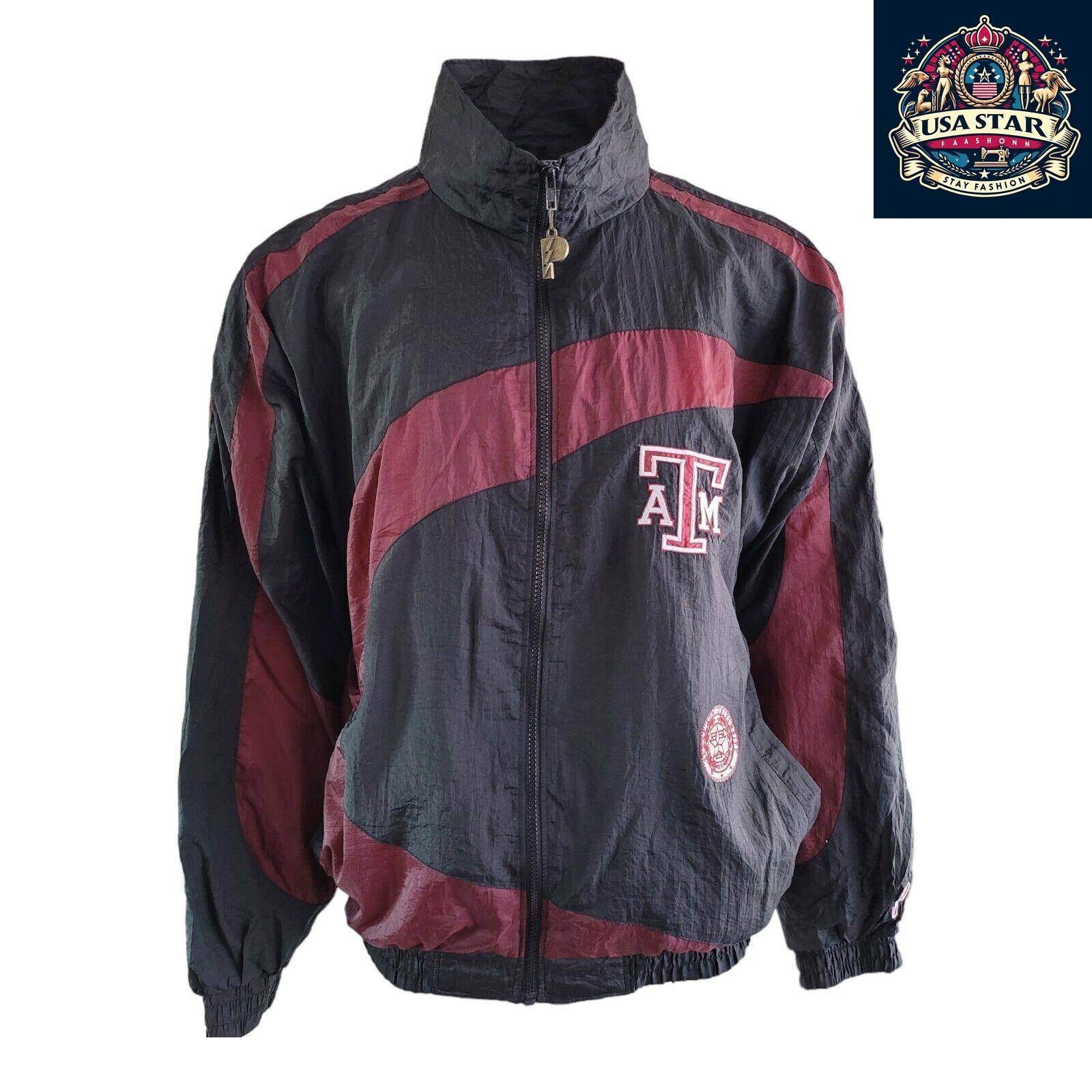VINTAGE Texas A&M Aggies Jacket Men XL Black Pro Player Track Jacket 90s... - USASTARFASHION