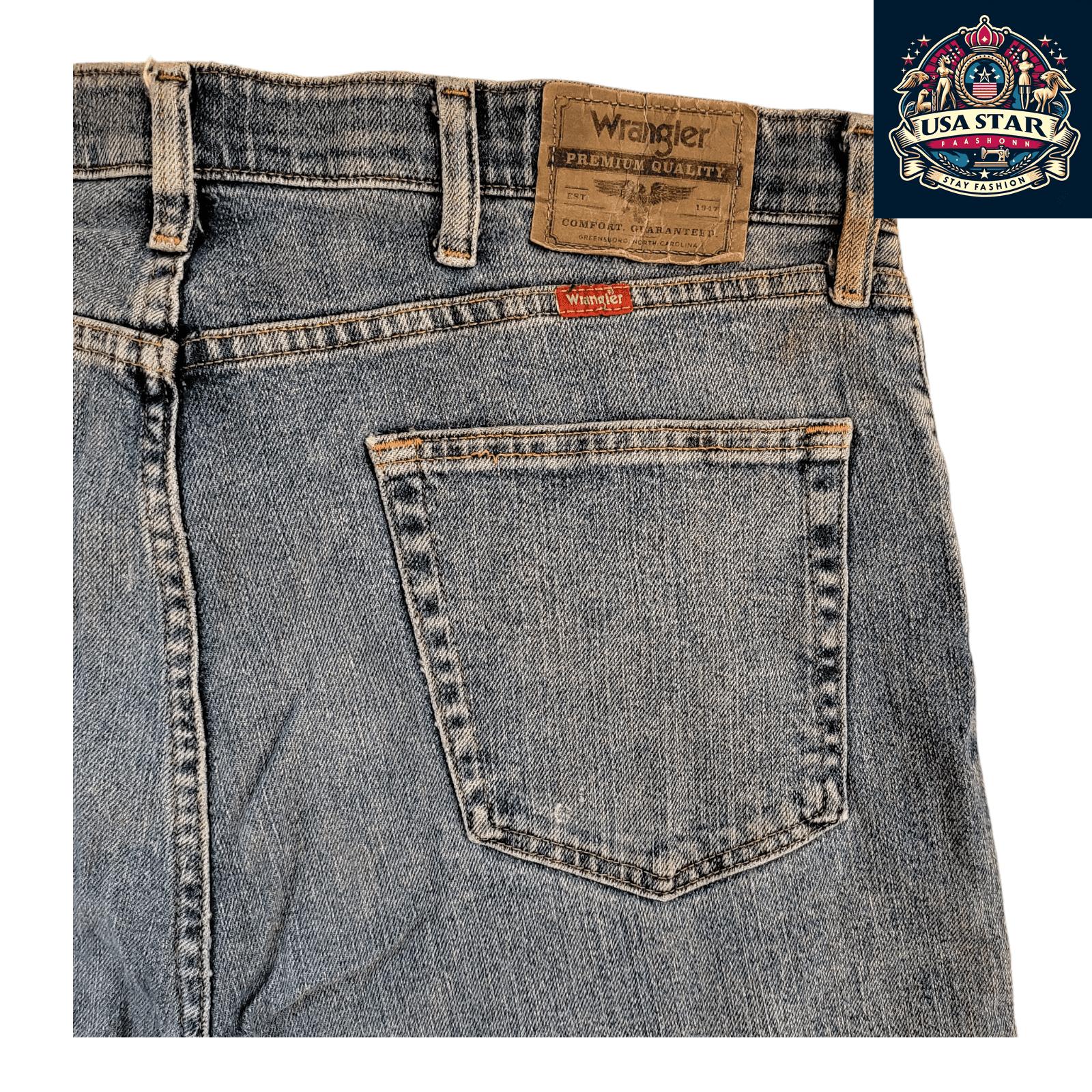 Vintage Wrangler Jeans Men W38, Premium Quality Straight Fit in Classic Blue Denim - USASTARFASHION
