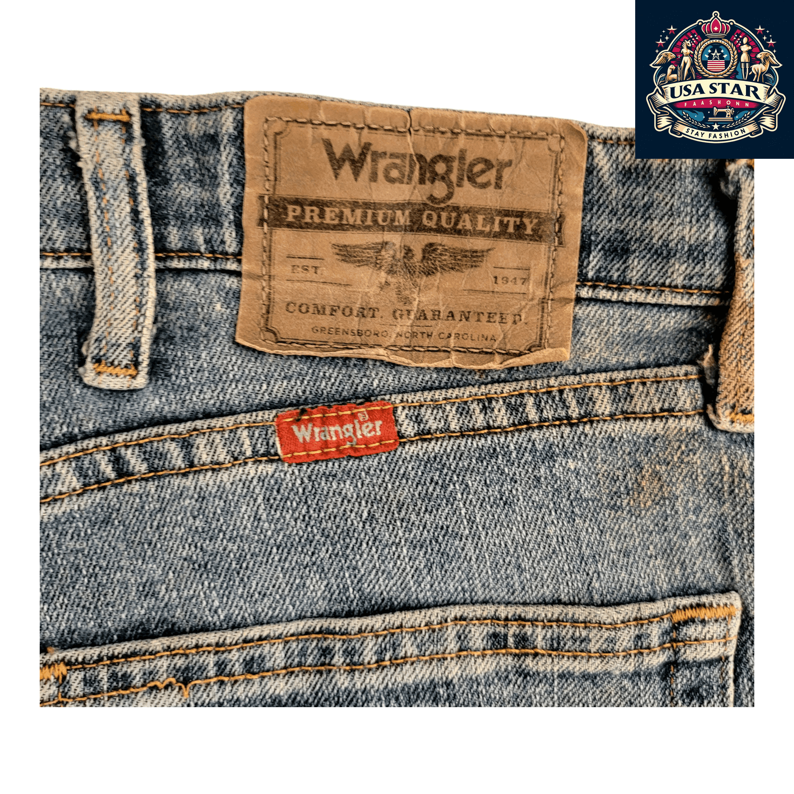 Vintage Wrangler Jeans Men W38, Premium Quality Straight Fit in Classic Blue Denim - USASTARFASHION