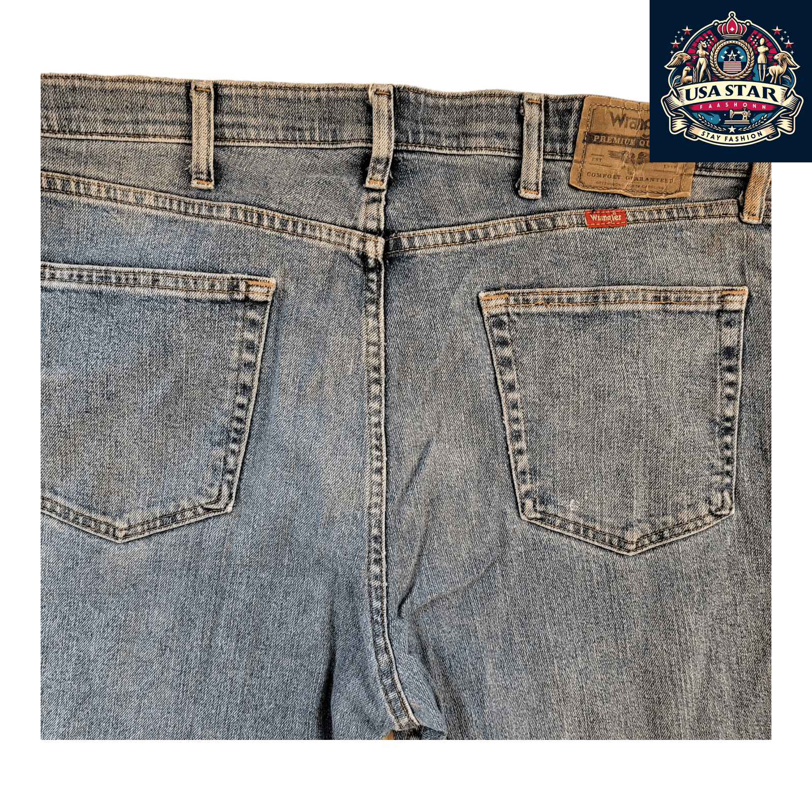 Vintage Wrangler Jeans Men W38, Premium Quality Straight Fit in Classic Blue Denim - USASTARFASHION