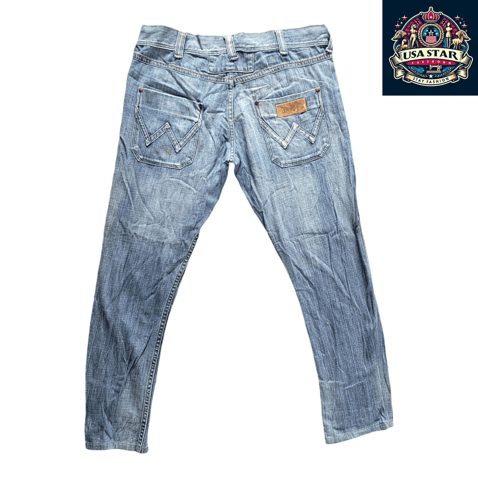 Vintage Wrangler Men's Jeans W36 L30 - Classic Straight - Leg 100% Cotton Denim in Classic Blue - USASTARFASHION