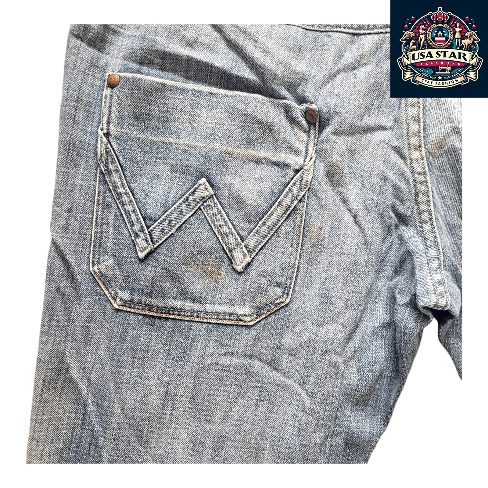 Vintage Wrangler Men's Jeans W36 L30 - Classic Straight - Leg 100% Cotton Denim in Classic Blue - USASTARFASHION
