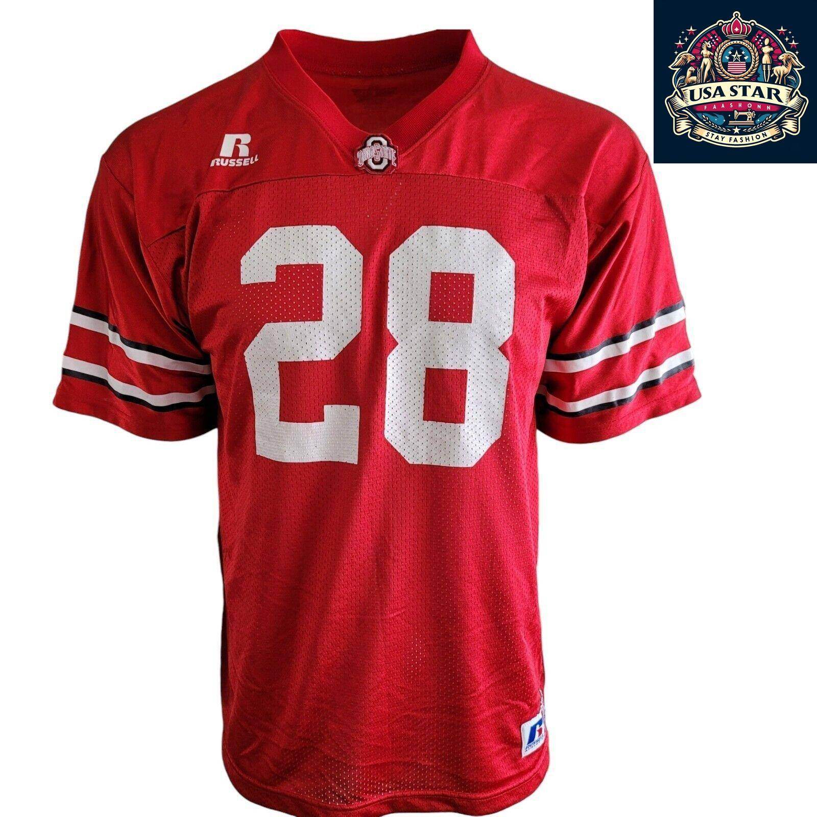 Vtg Russell Ohio State Buckeyes Football Jersey 28 Youth Xl - USASTARFASHION