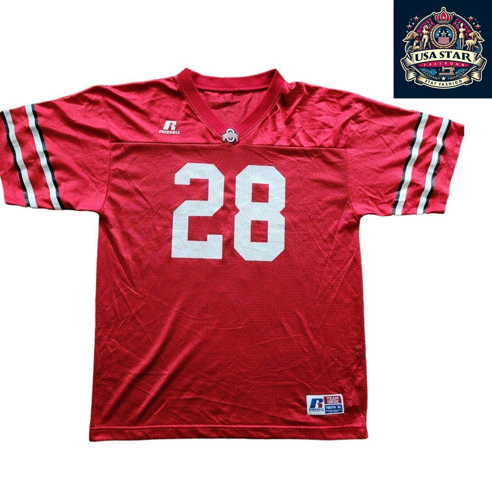 Vtg Russell Ohio State Buckeyes Football Jersey 28 Youth Xl - USASTARFASHION