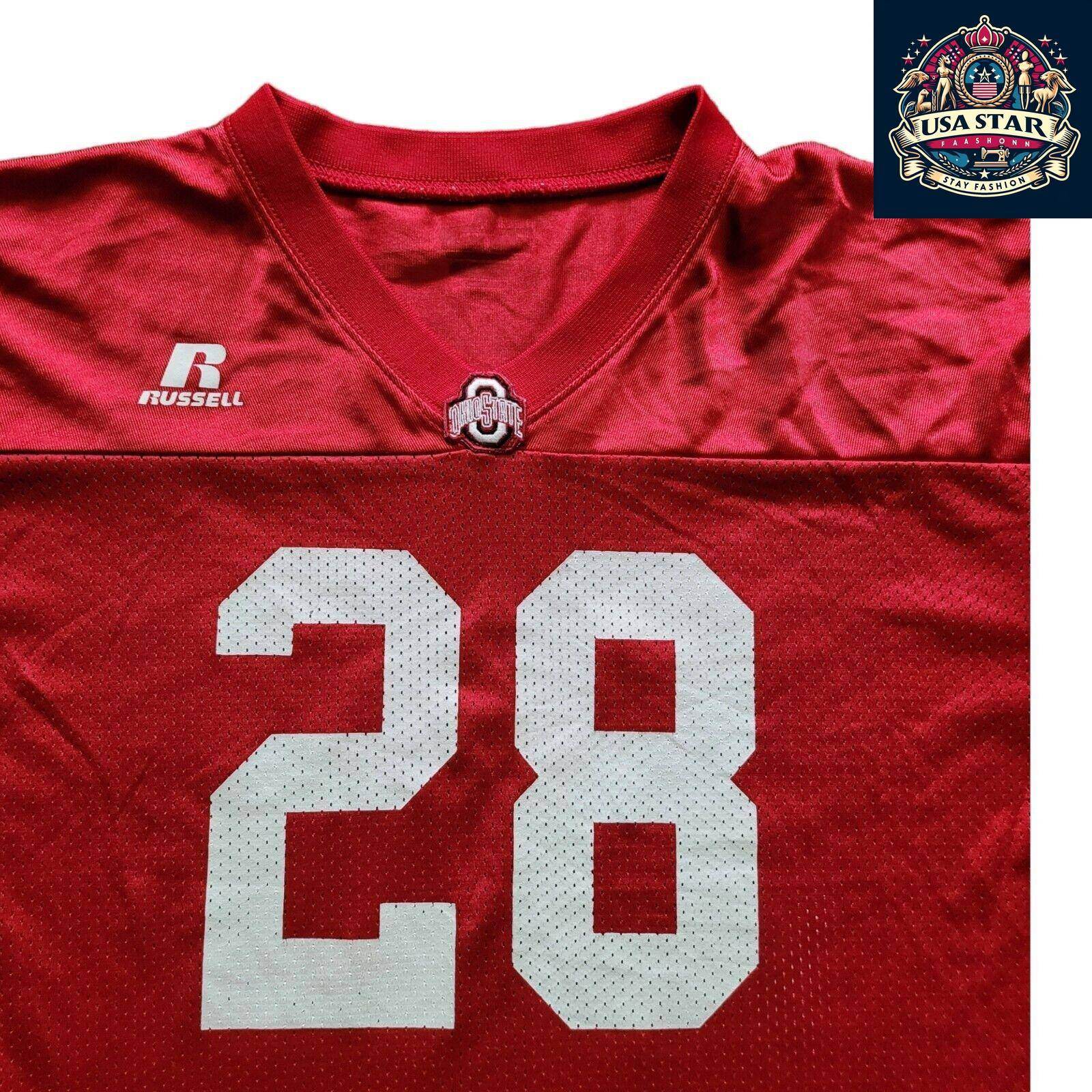 Vtg Russell Ohio State Buckeyes Football Jersey 28 Youth Xl - USASTARFASHION