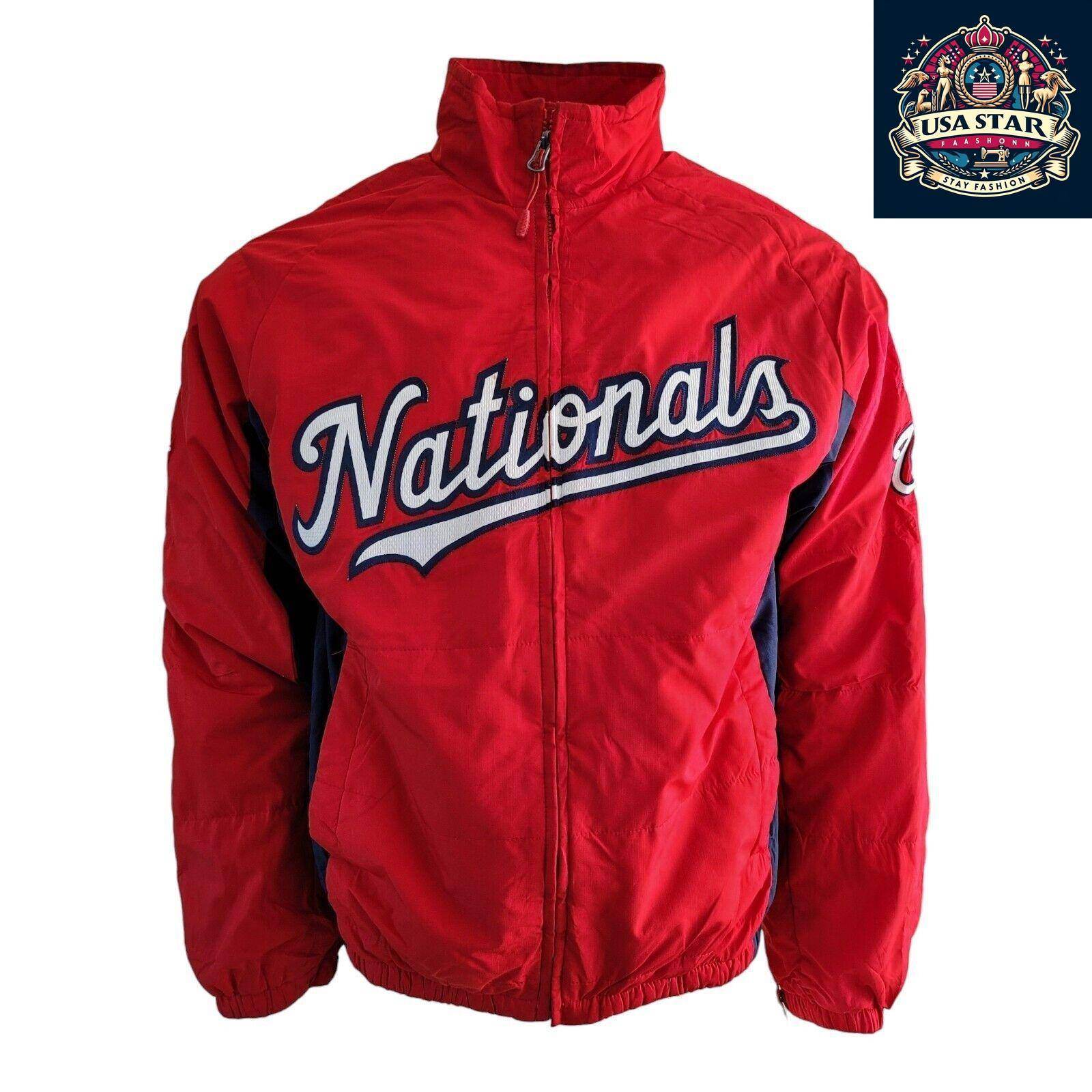 Washington Nationals Aunthentic Majestic MLB Zip Up Logo Fleece Lined Jacket S - USASTARFASHION