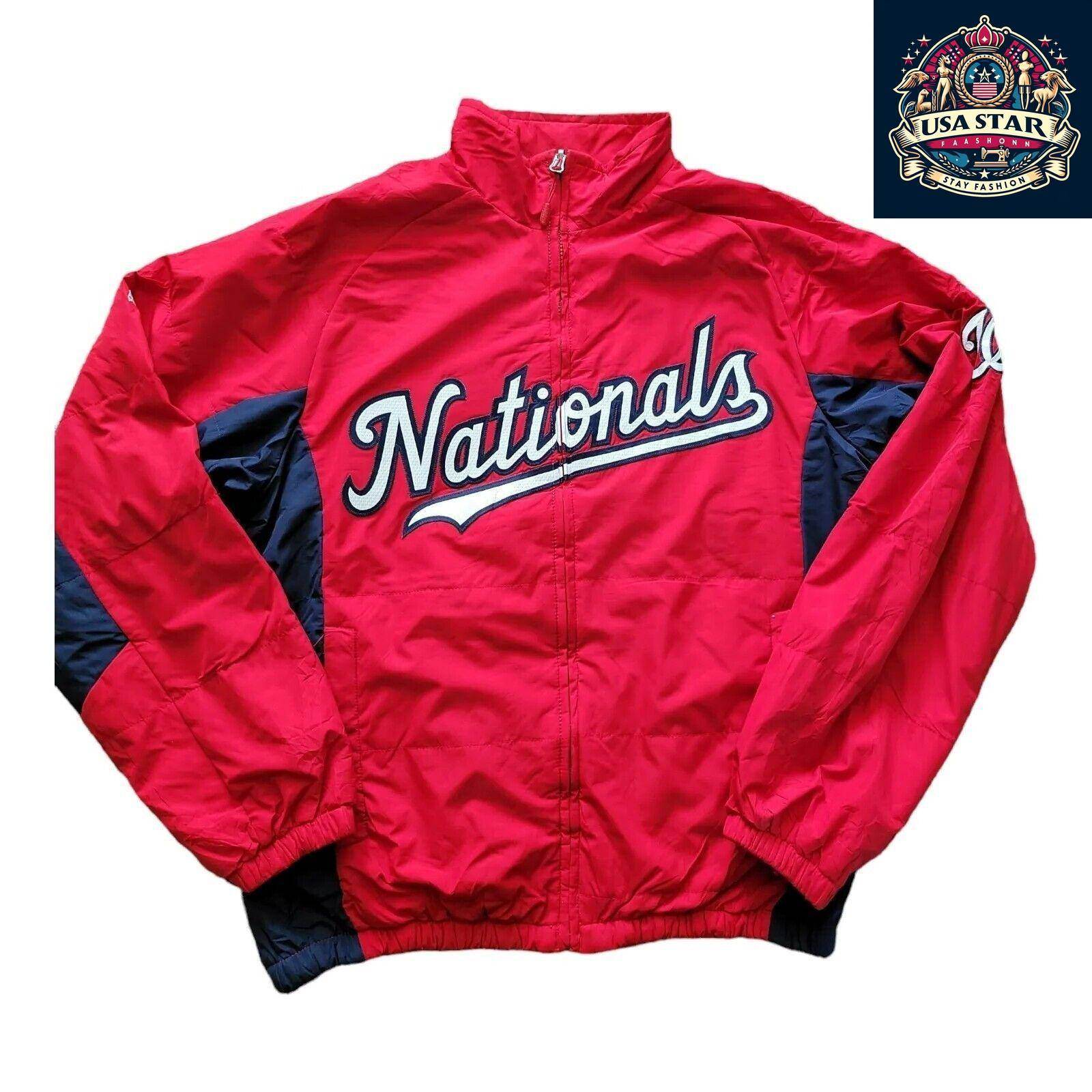 Washington Nationals Aunthentic Majestic MLB Zip Up Logo Fleece Lined Jacket S - USASTARFASHION