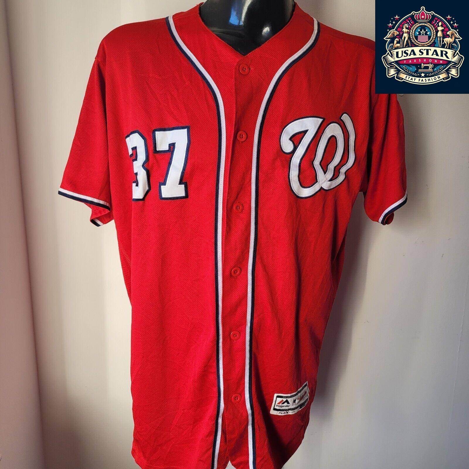 Washington Nationals Baseball Jersey by Majestic STRASBURG 37 Majestic sz 44 - USASTARFASHION