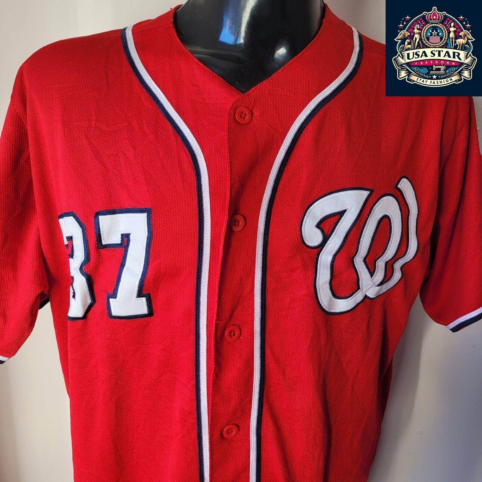 Washington Nationals Baseball Jersey by Majestic STRASBURG 37 Majestic sz 44 - USASTARFASHION