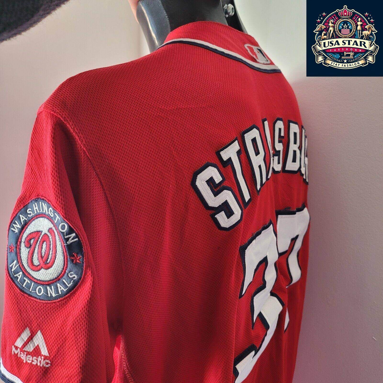 Washington Nationals Baseball Jersey by Majestic STRASBURG 37 Majestic sz 44 - USASTARFASHION