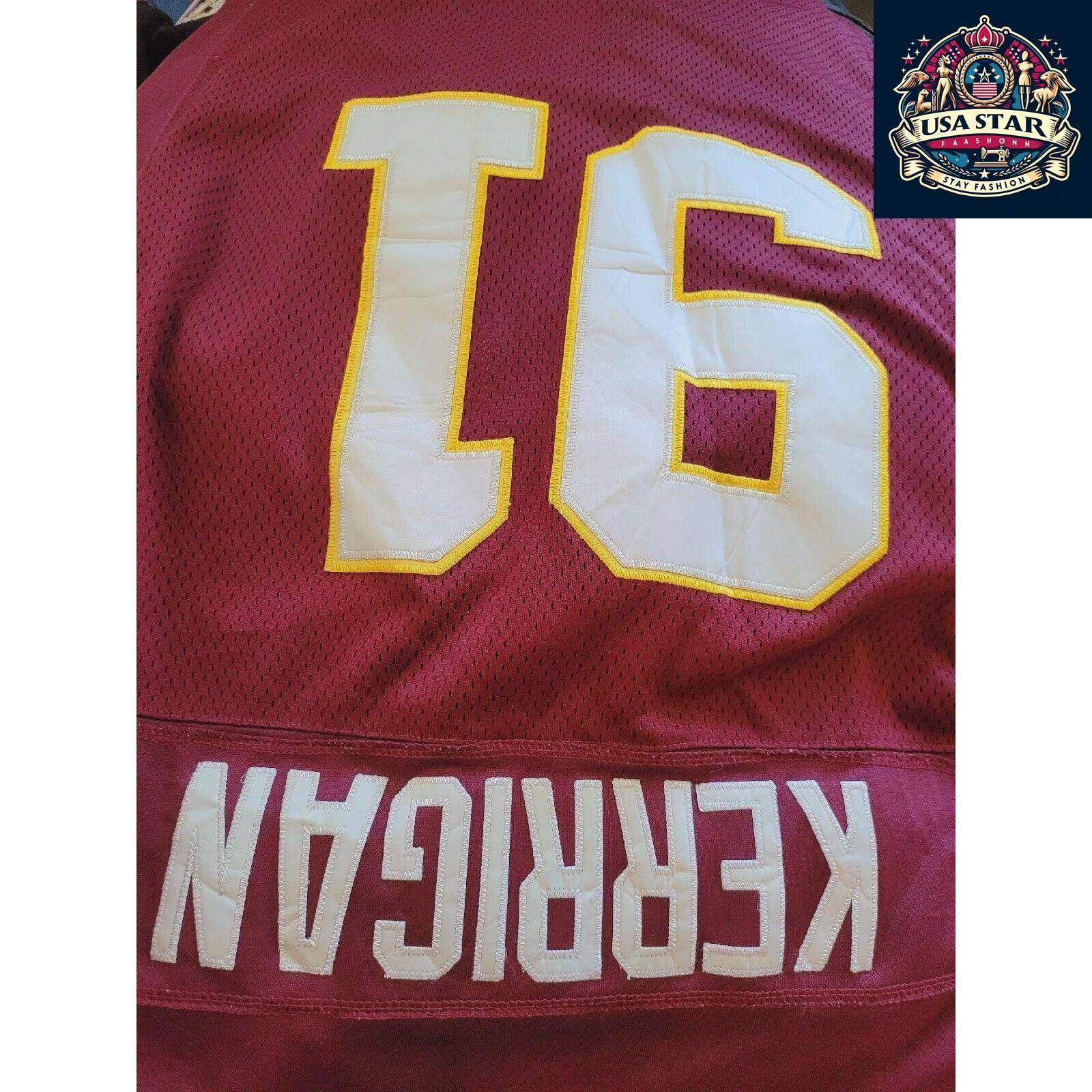 Washington Redskins Jersey - 100% Authentic - Red NFL 91 Kerrigan Reebok USA... - USASTARFASHION
