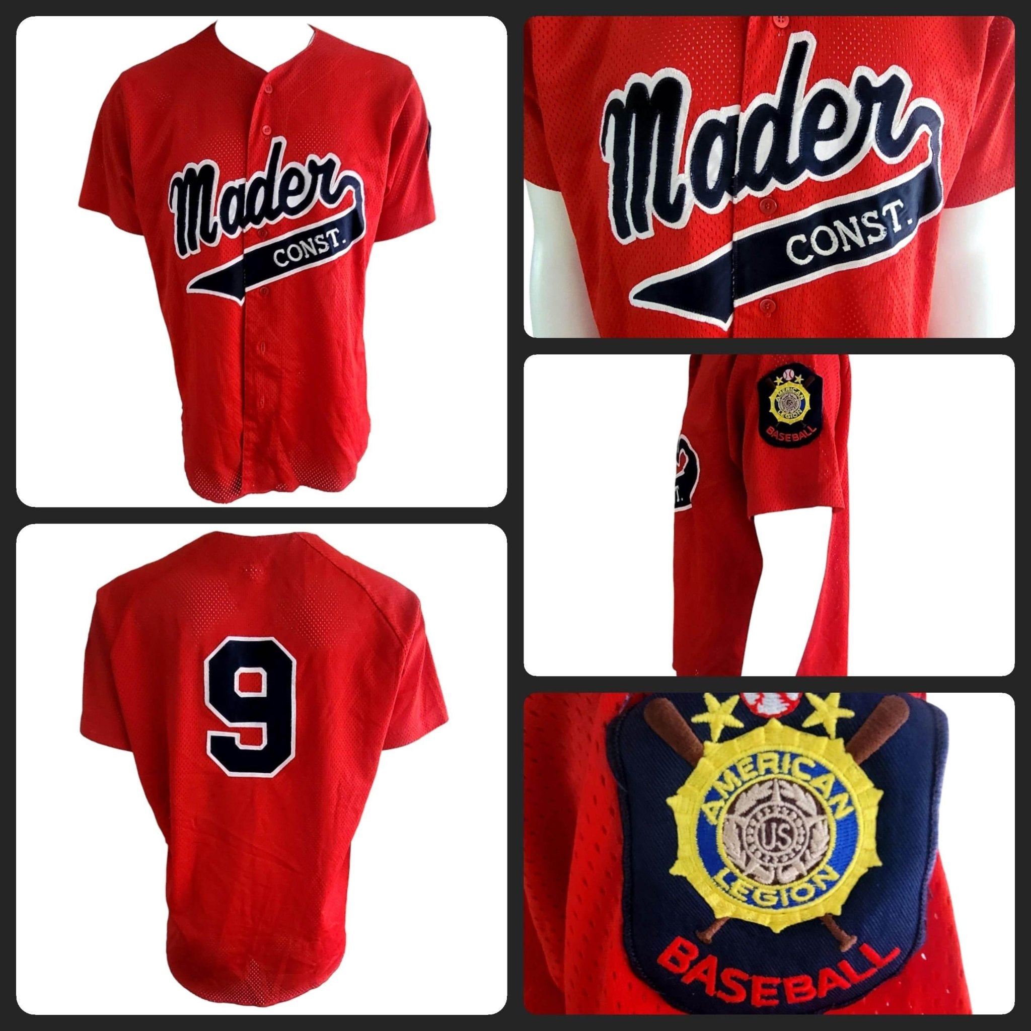 Wilson American Legion Baseball Jersey XL Red Embroidered Patch Made in USA - Vintage Design - USASTARFASHION