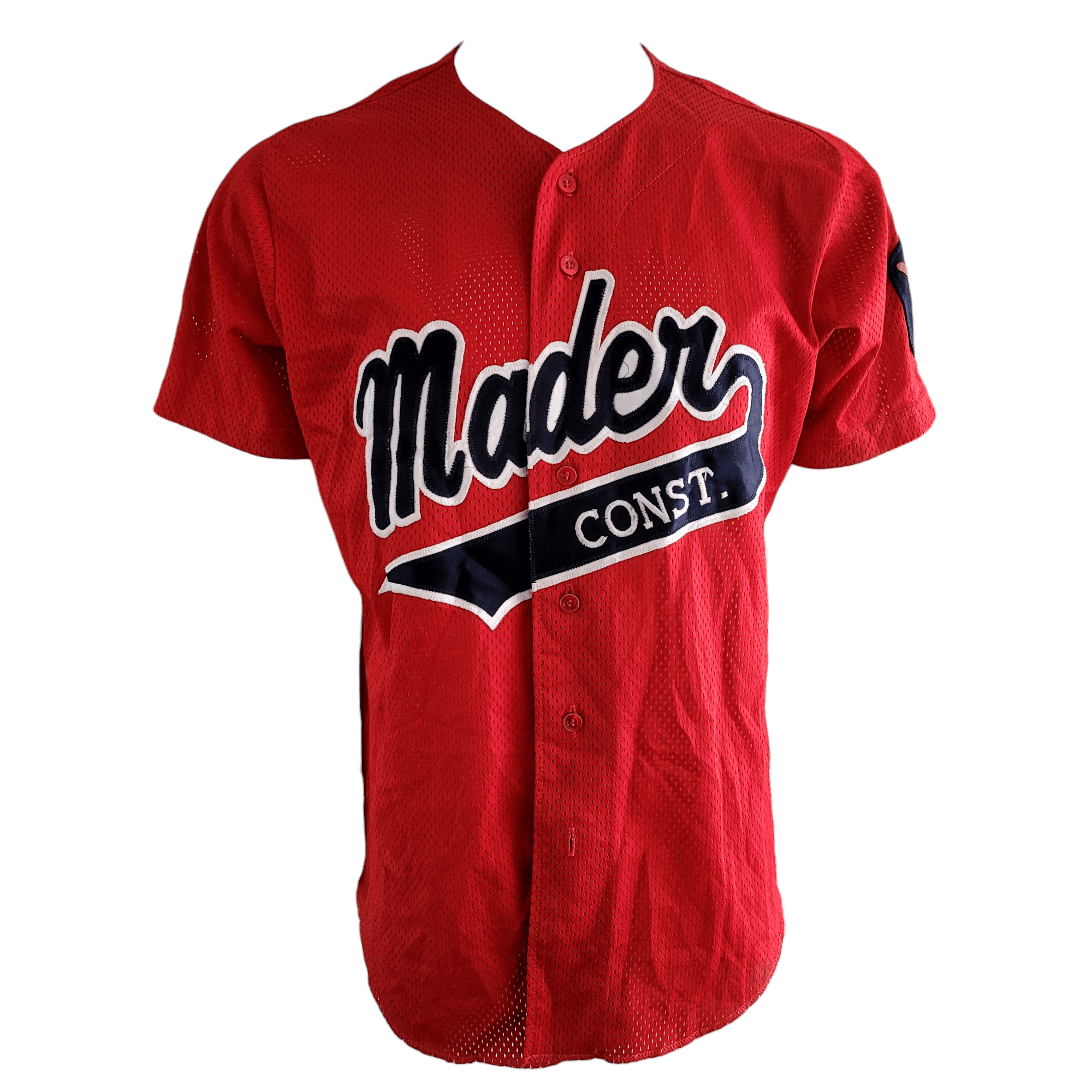 Wilson Baseball Jersey Red Mader Const. Large USA Made, Authentic American Legion Patch - USASTARFASHION