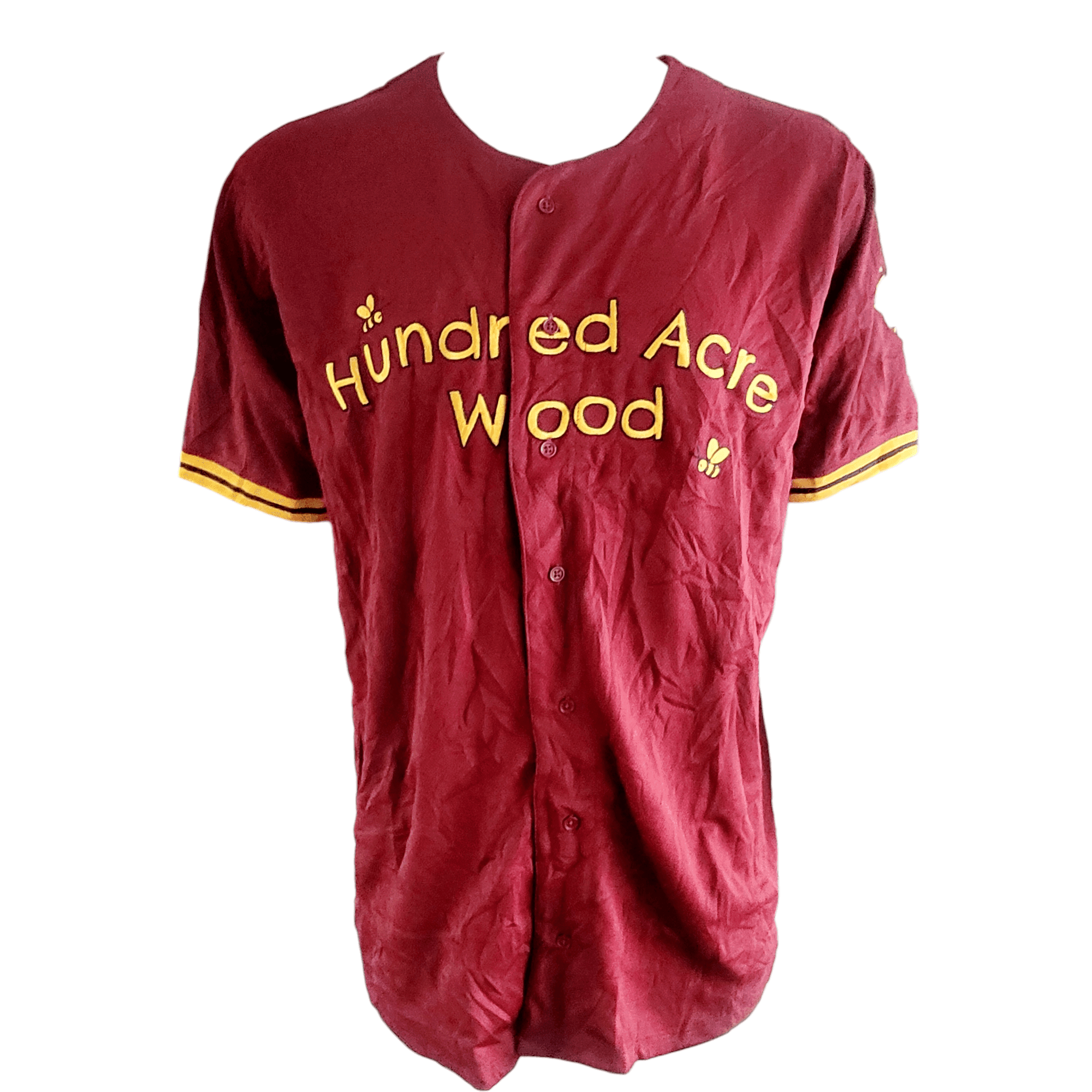 Winnie The Pooh Jersey 2X Red Baseball Style With Embroidered Pooh 26 And Hundred Acre Wood Design - USASTARFASHION