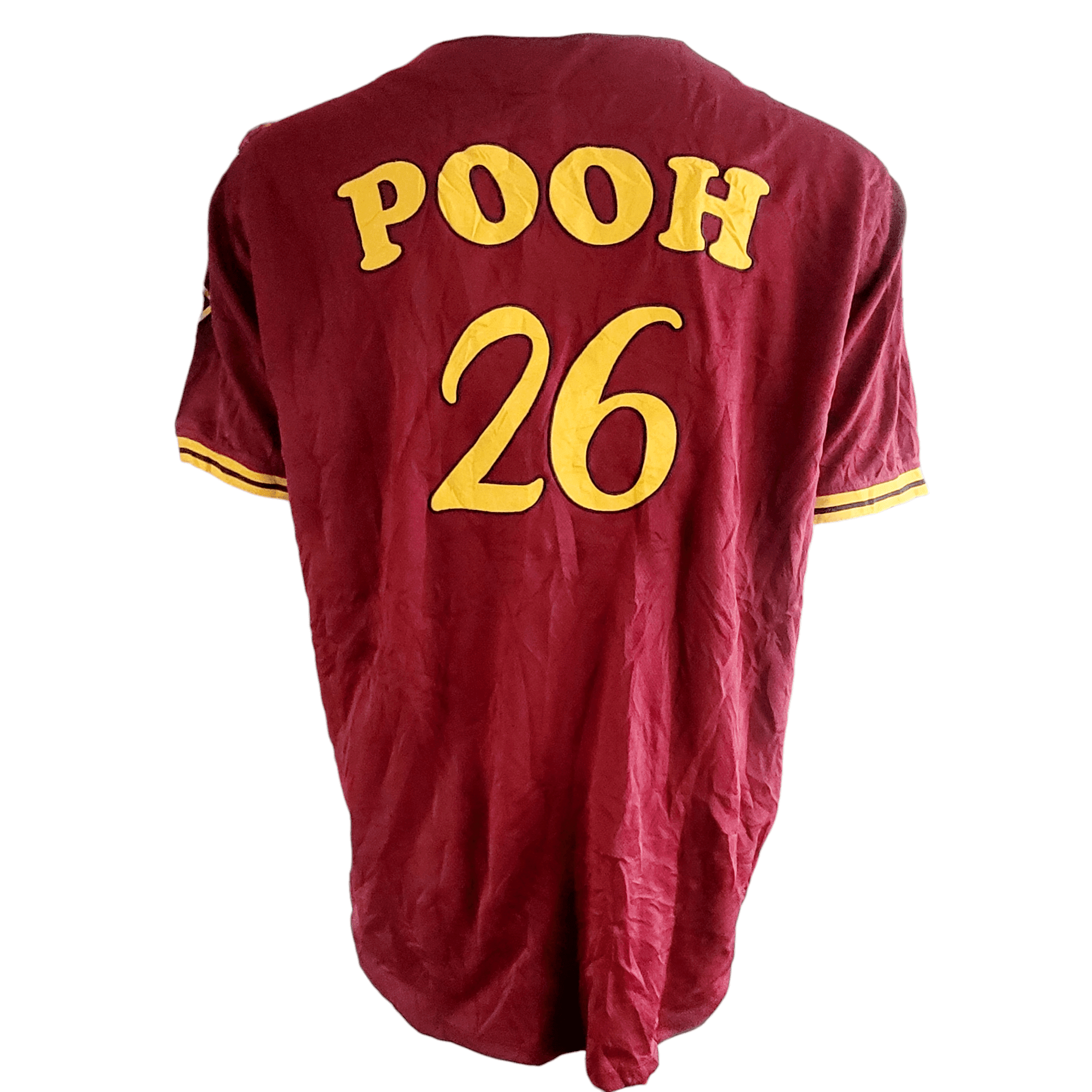 Winnie The Pooh Jersey 2X Red Baseball Style With Embroidered Pooh 26 And Hundred Acre Wood Design - USASTARFASHION