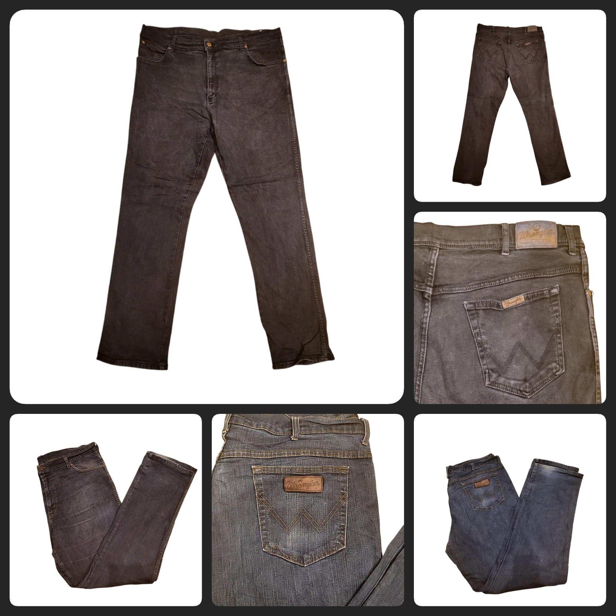 Wrangler Black Jeans W42 L34 - Classic Straight Leg Regular Fit, Comfortable Stretch Fabric - USASTARFASHION