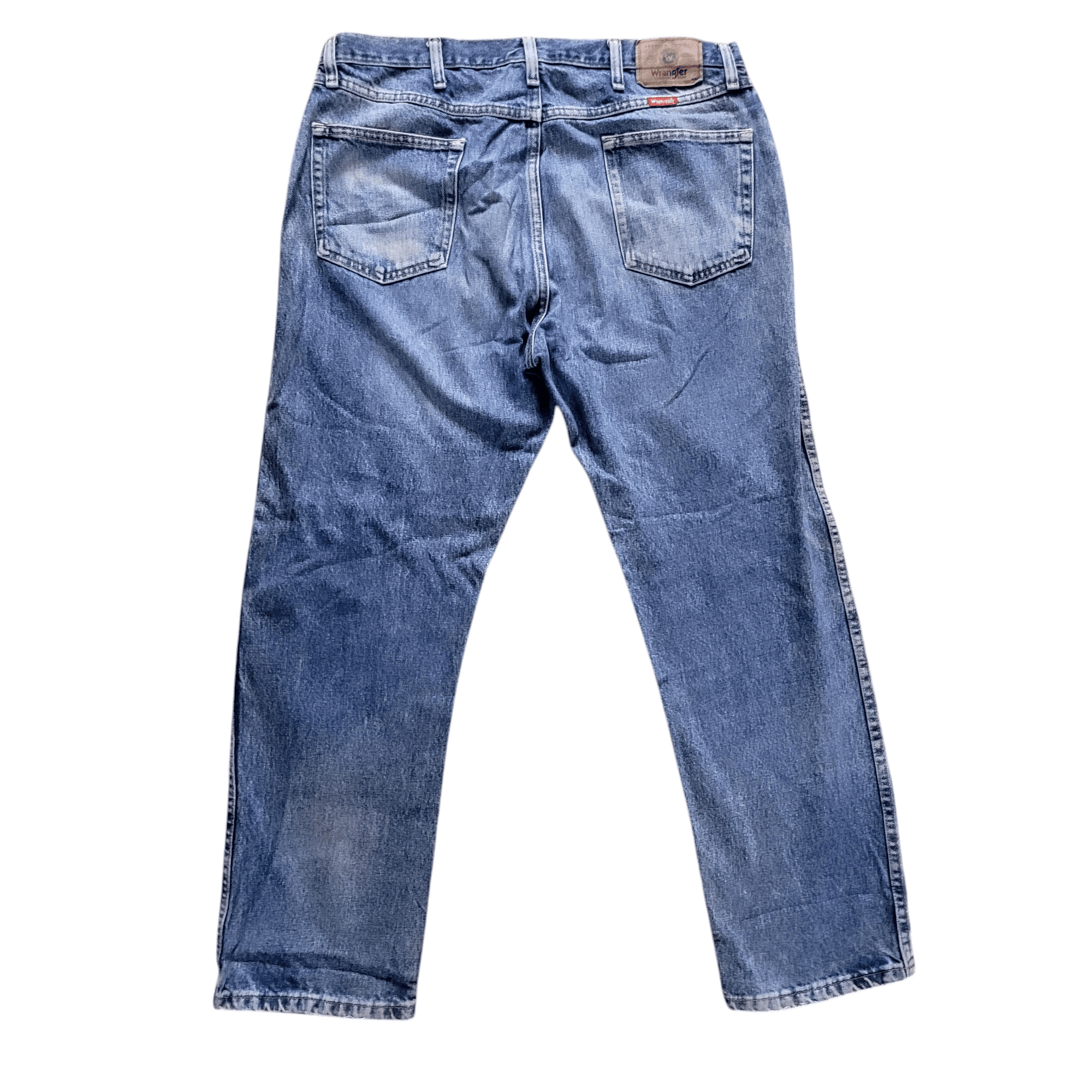 Wrangler Men's Jeans - Regular Fit 38 X 30 Light Blue Distressed 100% Cotton Classic Style - USASTARFASHION