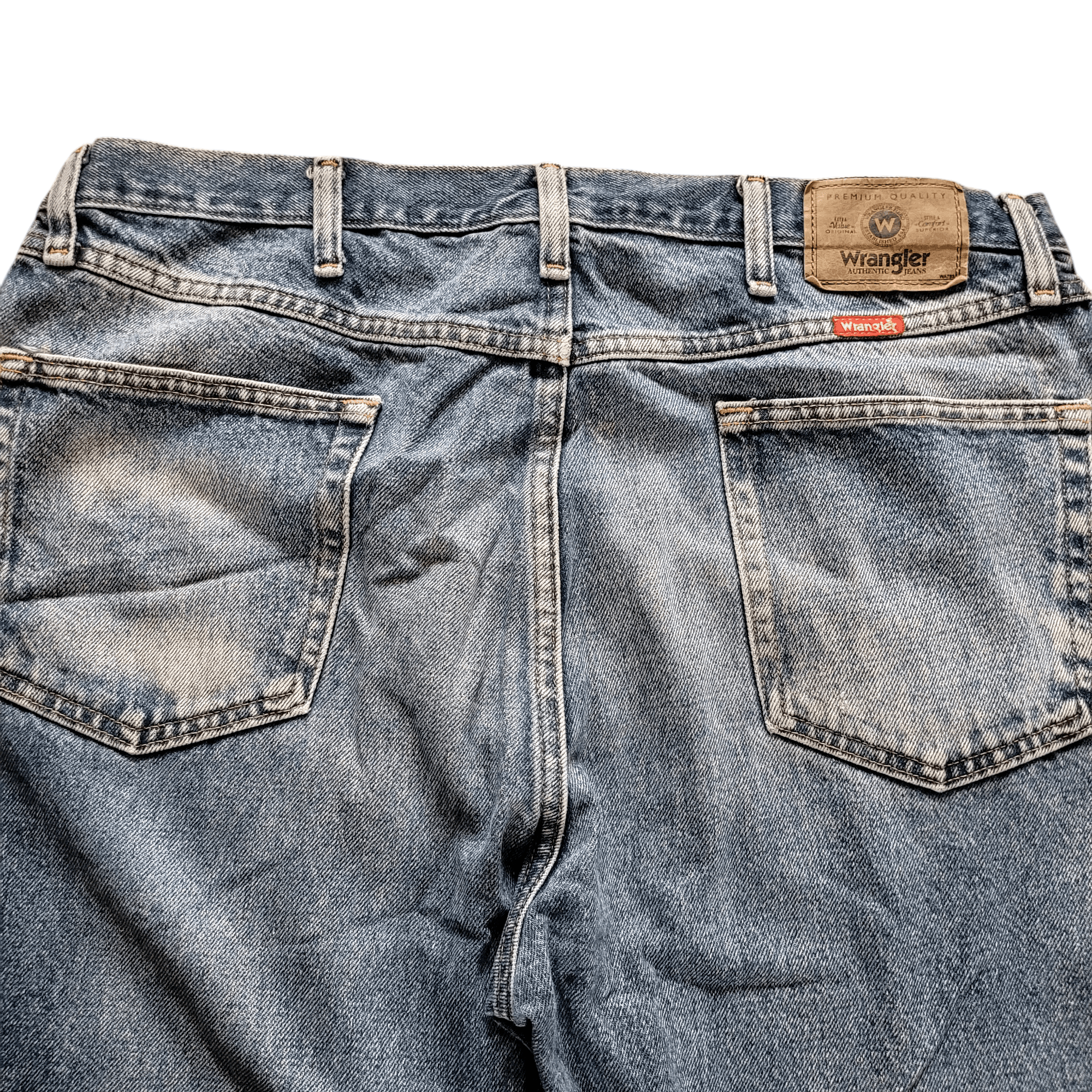 Wrangler Men's Jeans - Regular Fit 38 X 30 Light Blue Distressed 100% Cotton Classic Style - USASTARFASHION
