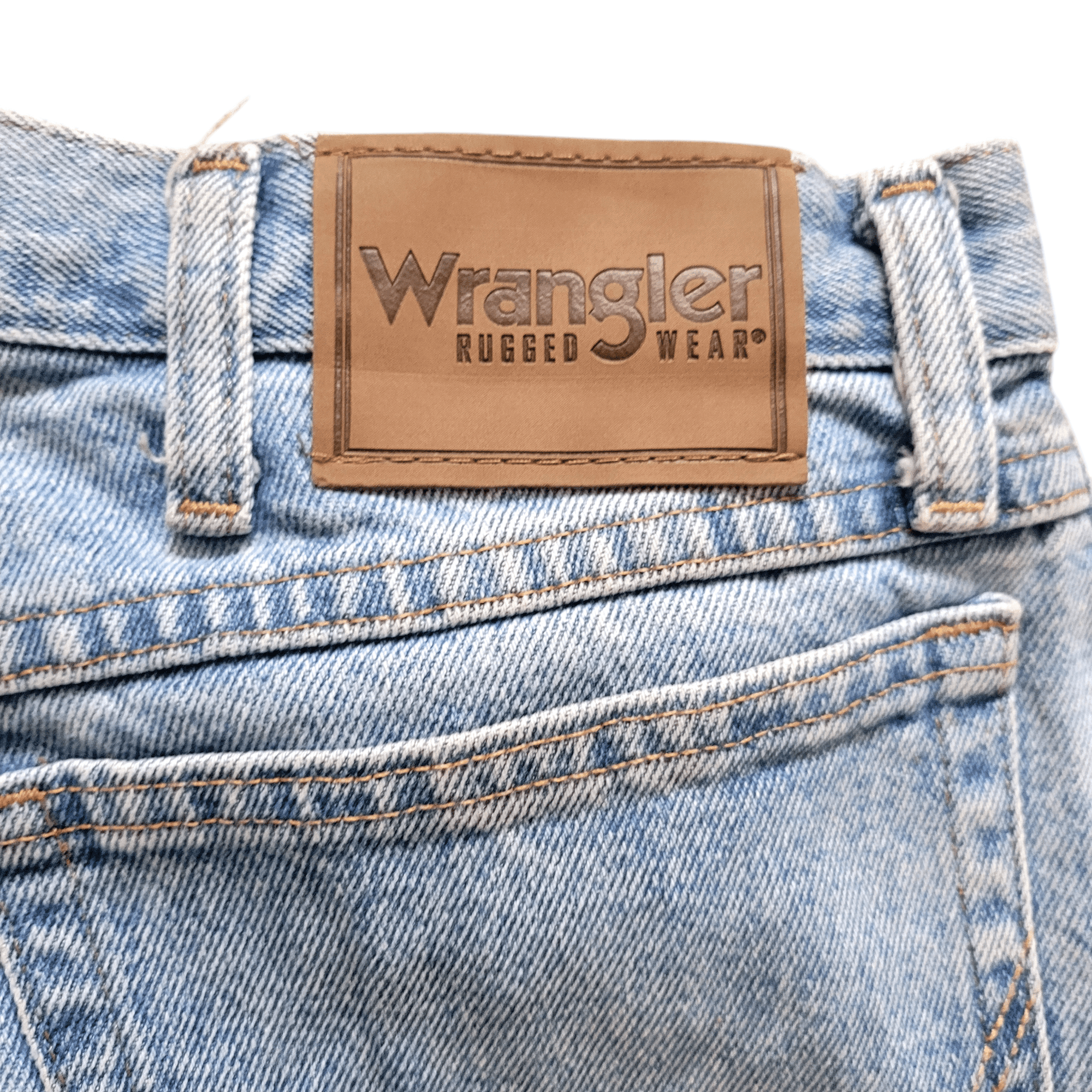 Wrangler Men's Jeans Regular Fit Light Blue 38x32 - Pre - Owned With Back Pocket Wear - USASTARFASHION