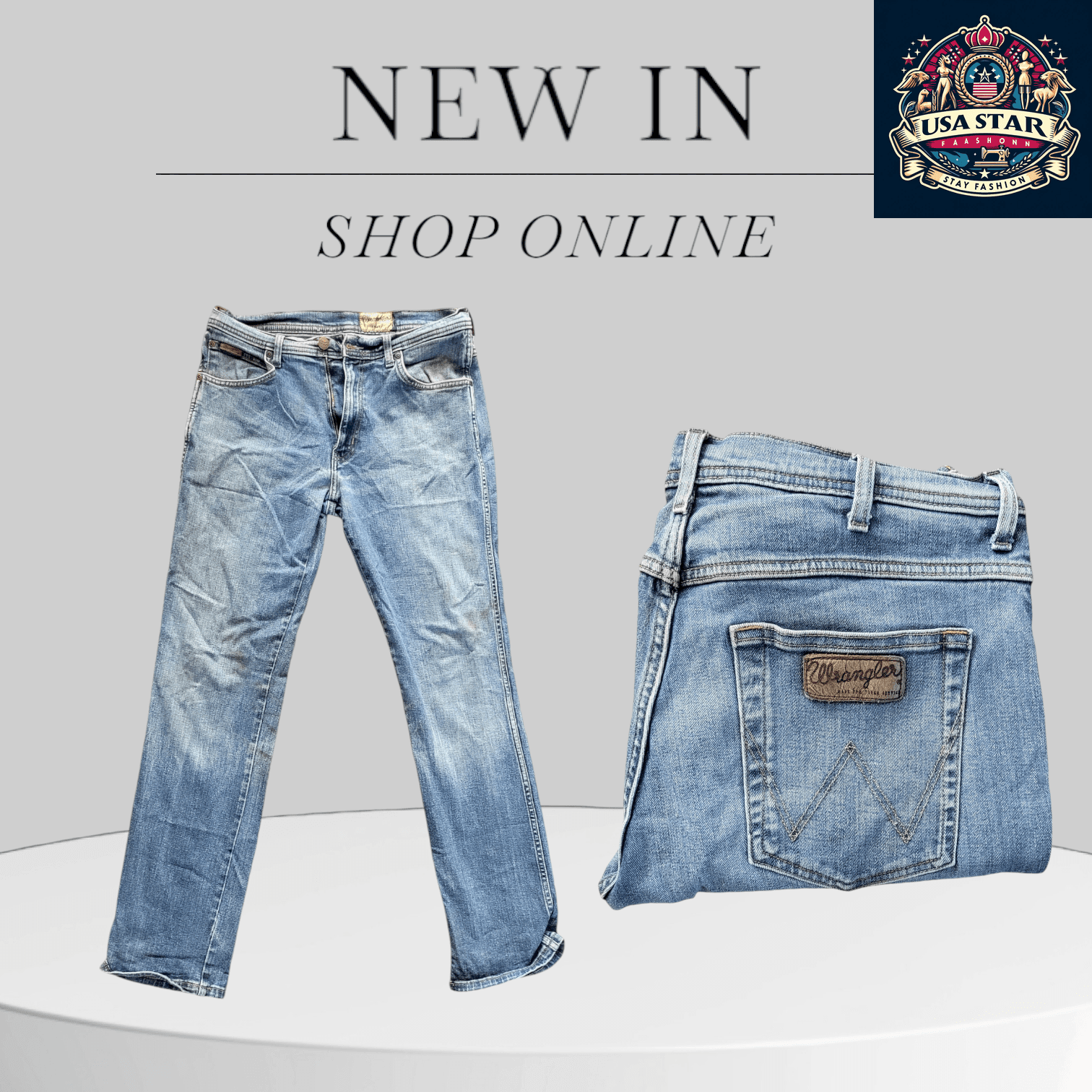 Wrangler Men's Jeans W34 L32 Light Blue Denim Arizona Stretch 98% Cotton Pre - Owned Grade B - USASTARFASHION