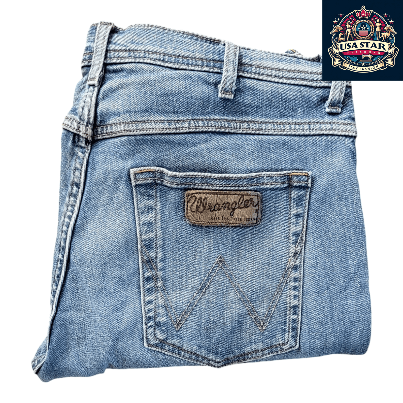 Wrangler Men's Jeans W34 L32 Light Blue Denim Arizona Stretch 98% Cotton Pre - Owned Grade B - USASTARFASHION