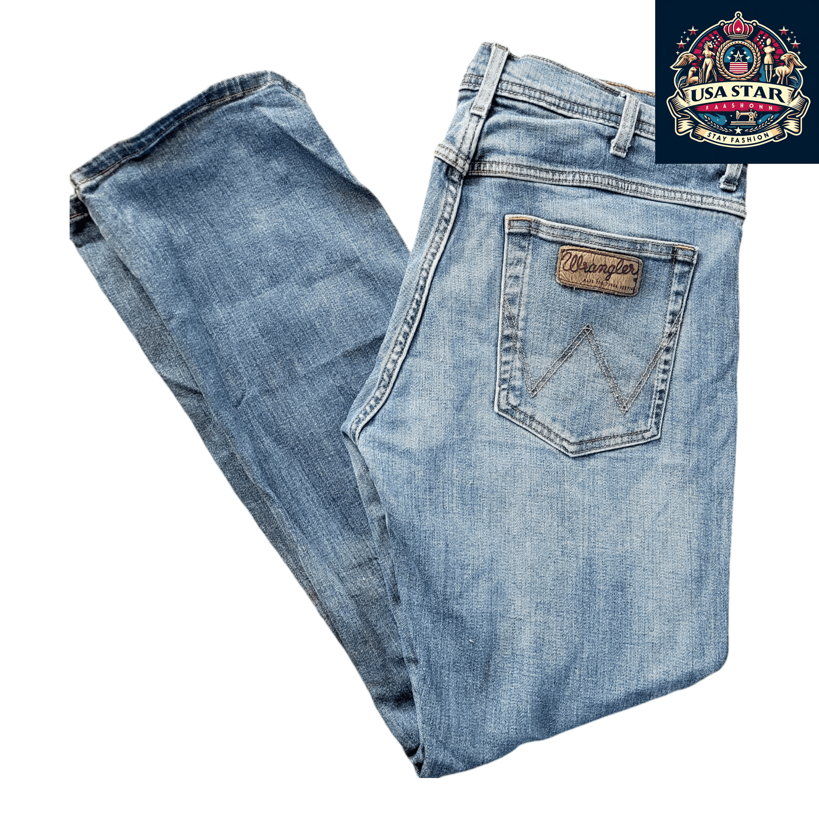 Wrangler Men's Jeans W34 L32 Light Blue Denim Arizona Stretch 98% Cotton Pre - Owned Grade B - USASTARFASHION