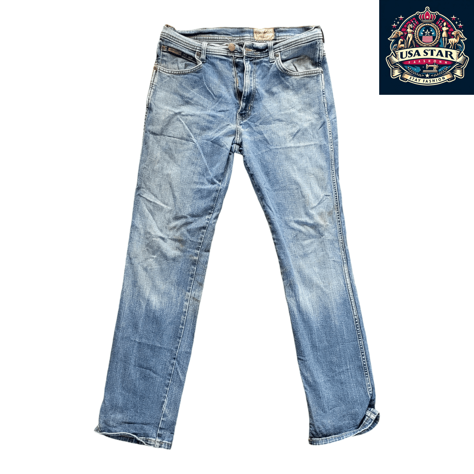 Wrangler Men's Jeans W34 L32 Light Blue Denim Arizona Stretch 98% Cotton Pre - Owned Grade B - USASTARFASHION