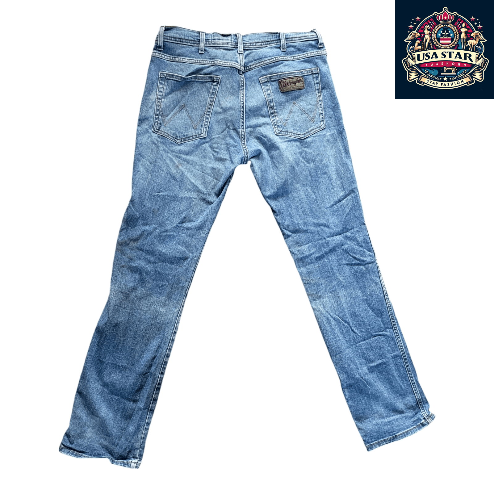 Wrangler Men's Jeans W34 L32 Light Blue Denim Arizona Stretch 98% Cotton Pre - Owned Grade B - USASTARFASHION