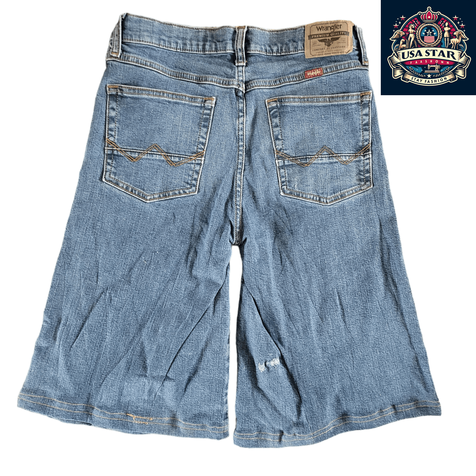 Wrangler Slim Straight Denim Jorts, W30, Reworked, Used Condition - USASTARFASHION