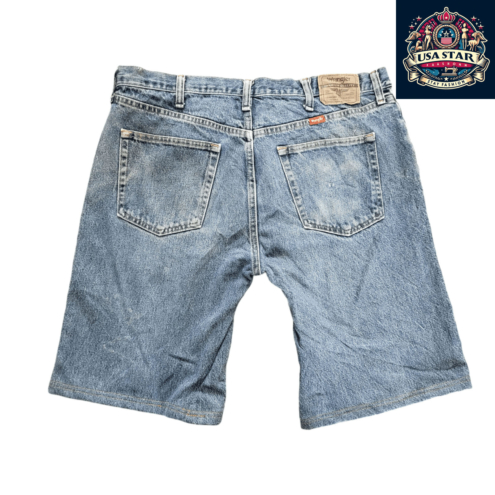 Wrangler W38 Denim Shorts - Vintage Casual Style with Classic Five - Pocket Design and Lightweight Comfort - USASTARFASHION