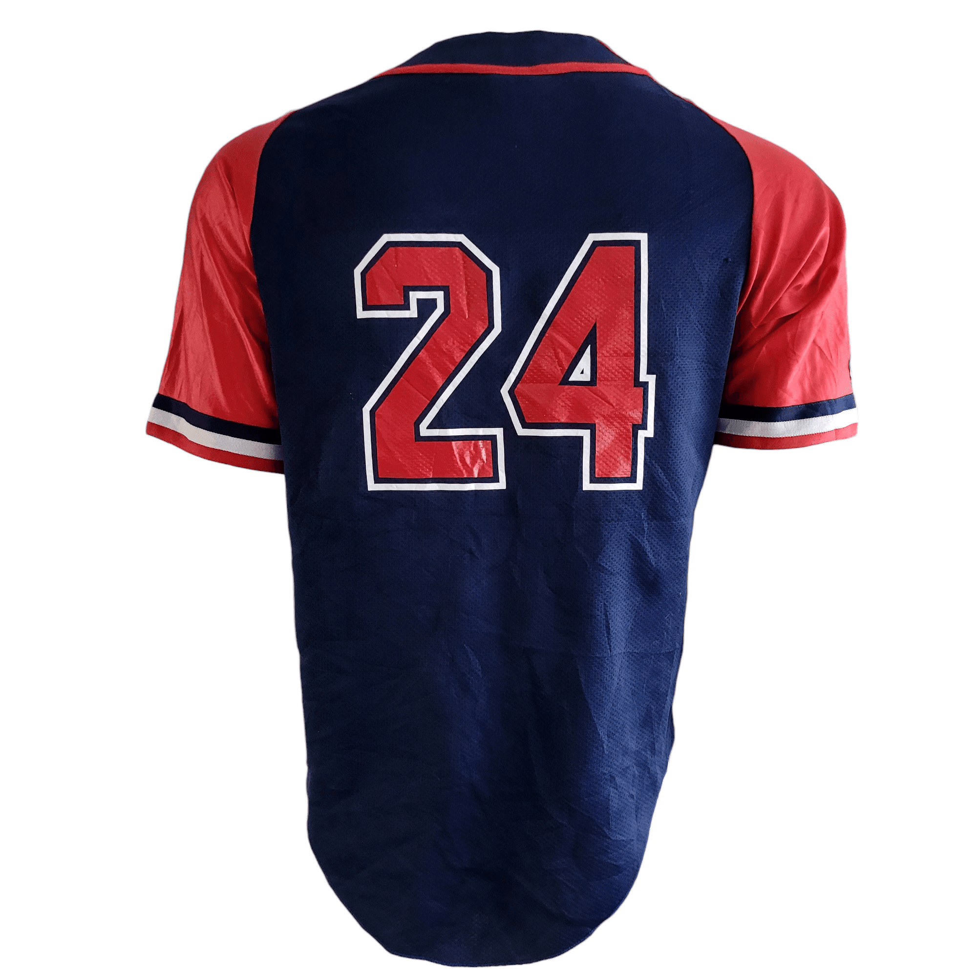 Yankees Granby Baseball Jersey #24 Size L Grade A - Red/Navy Button-Up - USASTARFASHION