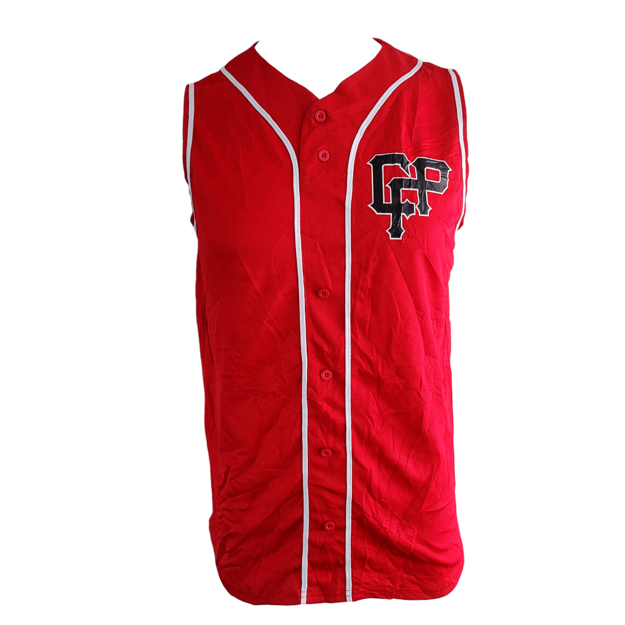 Youth XL Alleson Athletic Red Baseball Jersey Vest, Sleeveless Button - Up, Number 6, Team Sportswear - USASTARFASHION