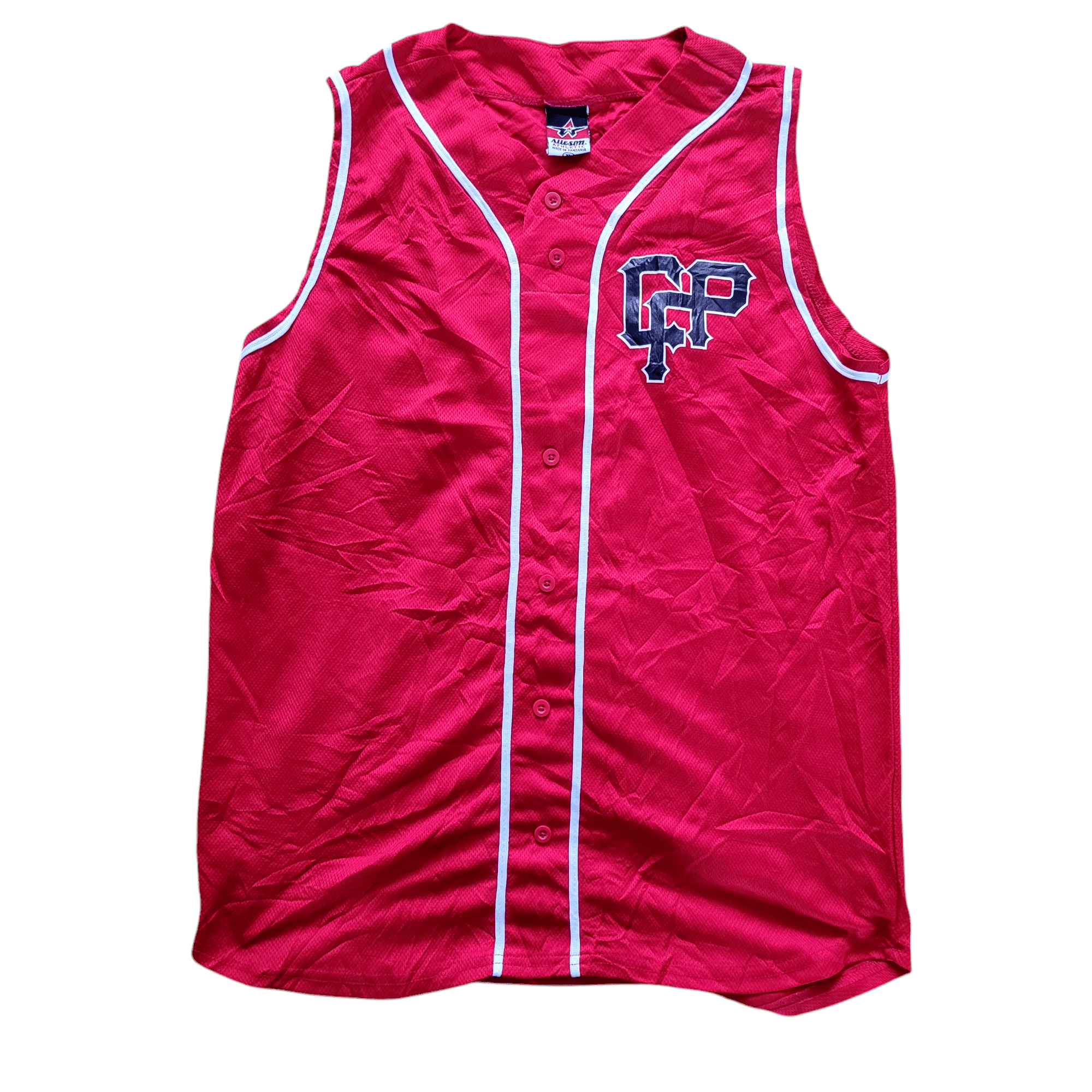 Youth XL Alleson Athletic Red Baseball Jersey Vest, Sleeveless Button - Up, Number 6, Team Sportswear - USASTARFASHION