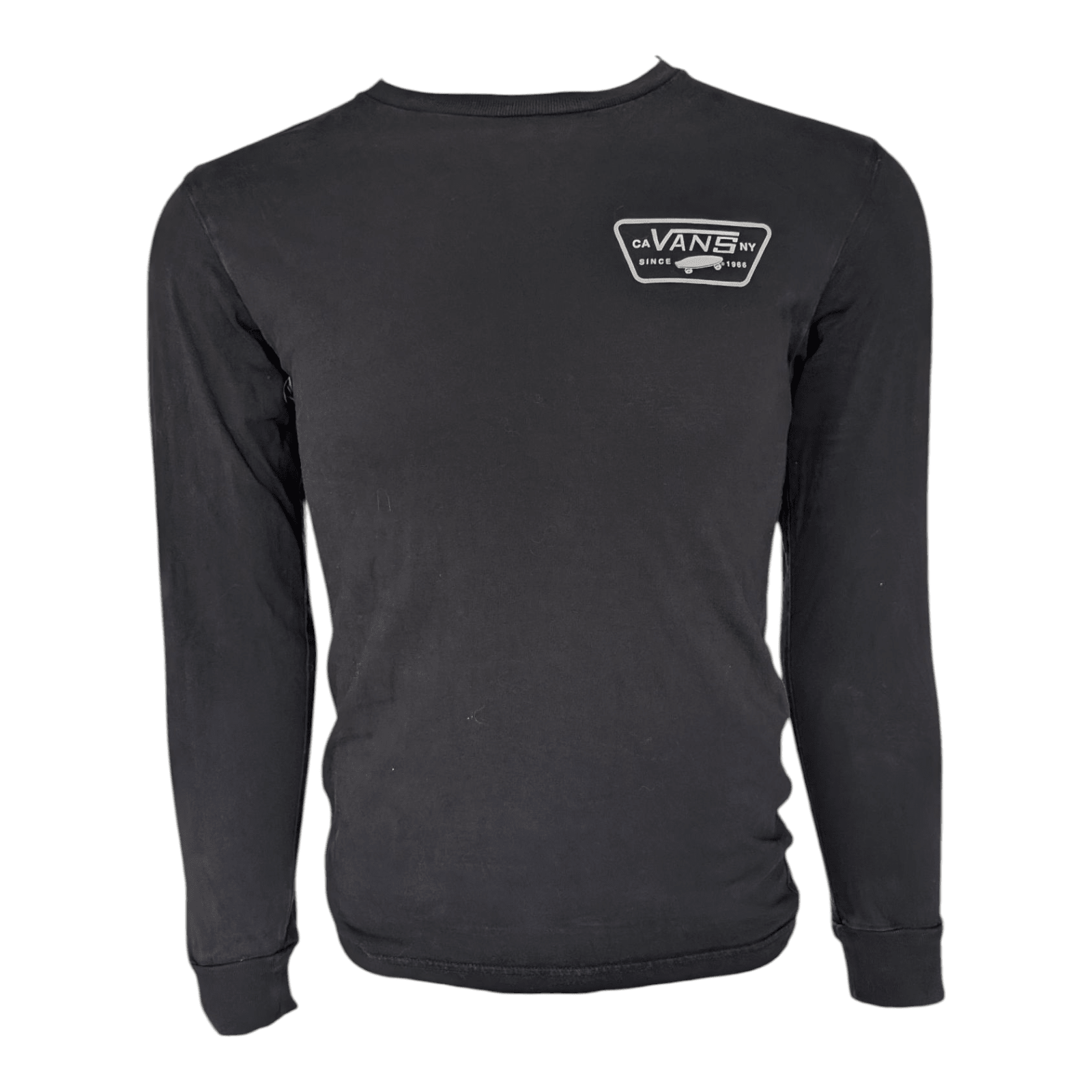 Vans Men’s Small Black Long Sleeve T-Shirt Classic Fit CA NY Logo 100% Cotton - USASTARFASHION
