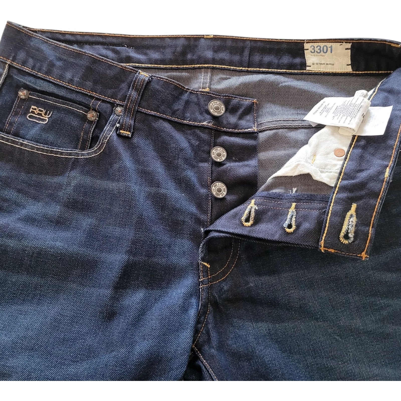 Vintage G - Star 3301 Low Tapered Jeans – W32 L34 – Dark Blue - USASTARFASHION