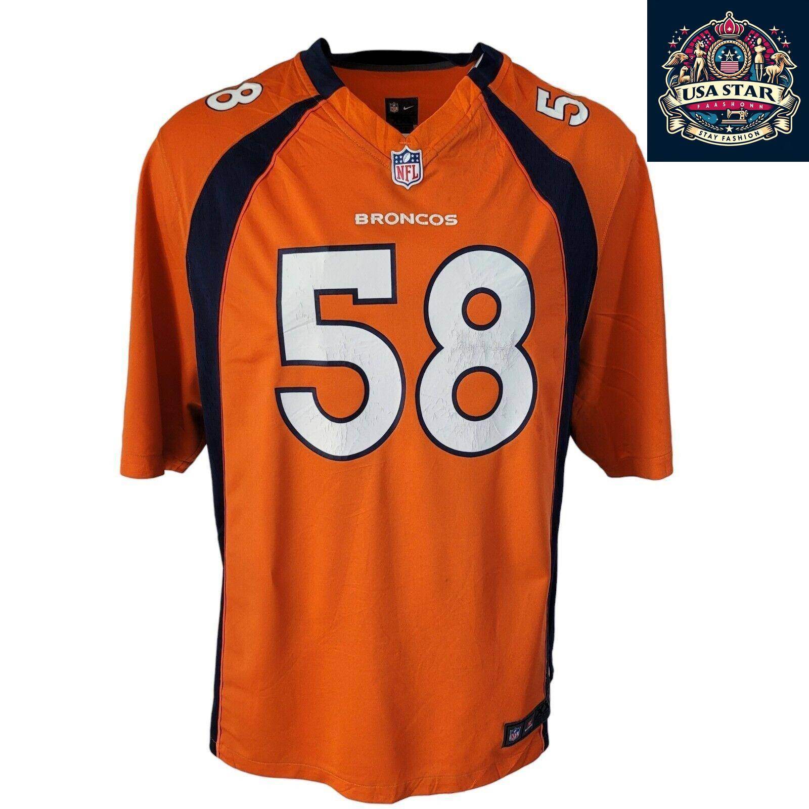 Von Miller 58 Denver Broncos Jersey, Men's XXL, Premium Quality, Comfortable Fit, Team Colors - USASTARFASHION