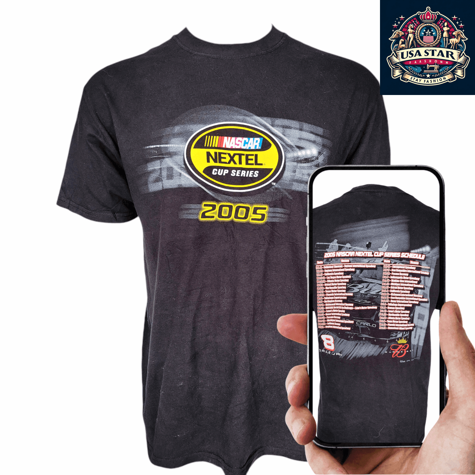 2005 Dale Earnhardt Jr. 8 Budweiser T-Shirt - NASCAR Nextel Cup Series - Size Large - Comfortable Fit - USASTARFASHION