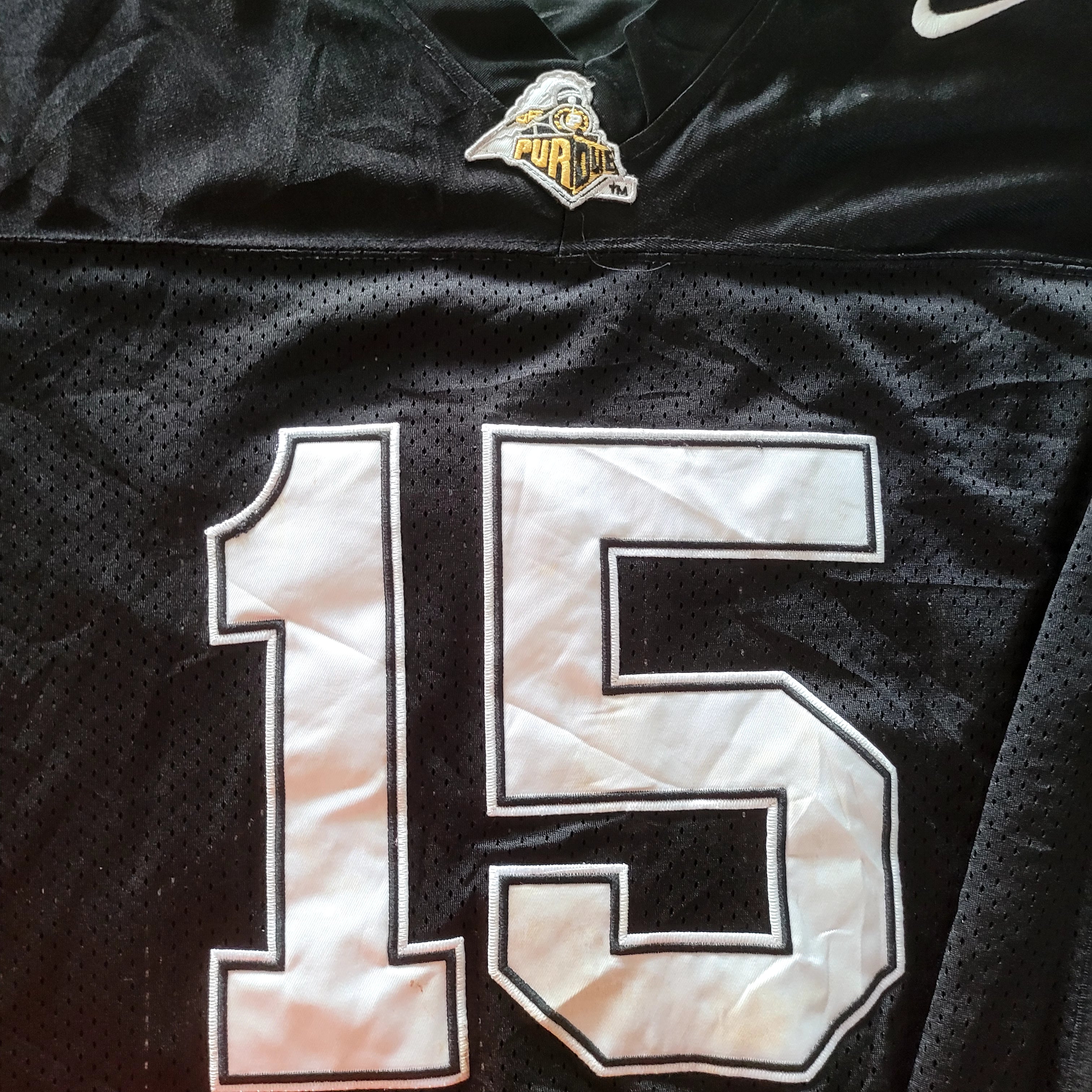 Nike Purdue Boilermakers #15 Drew Brees Football Jersey – Black Gold – Size L - USASTARFASHION