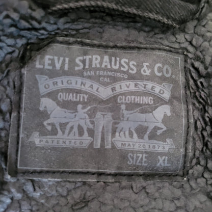 Levi’s Sherpa Trucker Jacket – Black Denim, WaterLess™, Size XL - USASTARFASHION
