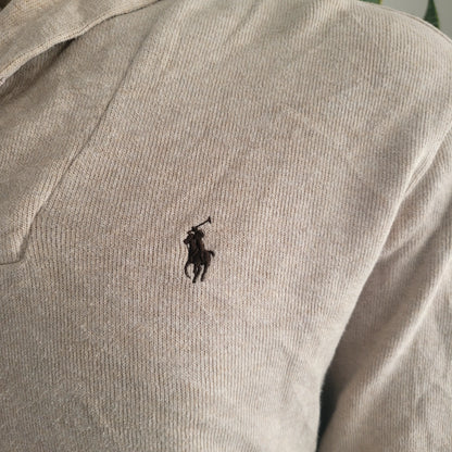 Polo Ralph Lauren Shawl Collar Sweatshirt – Beige, Size M - USASTARFASHION