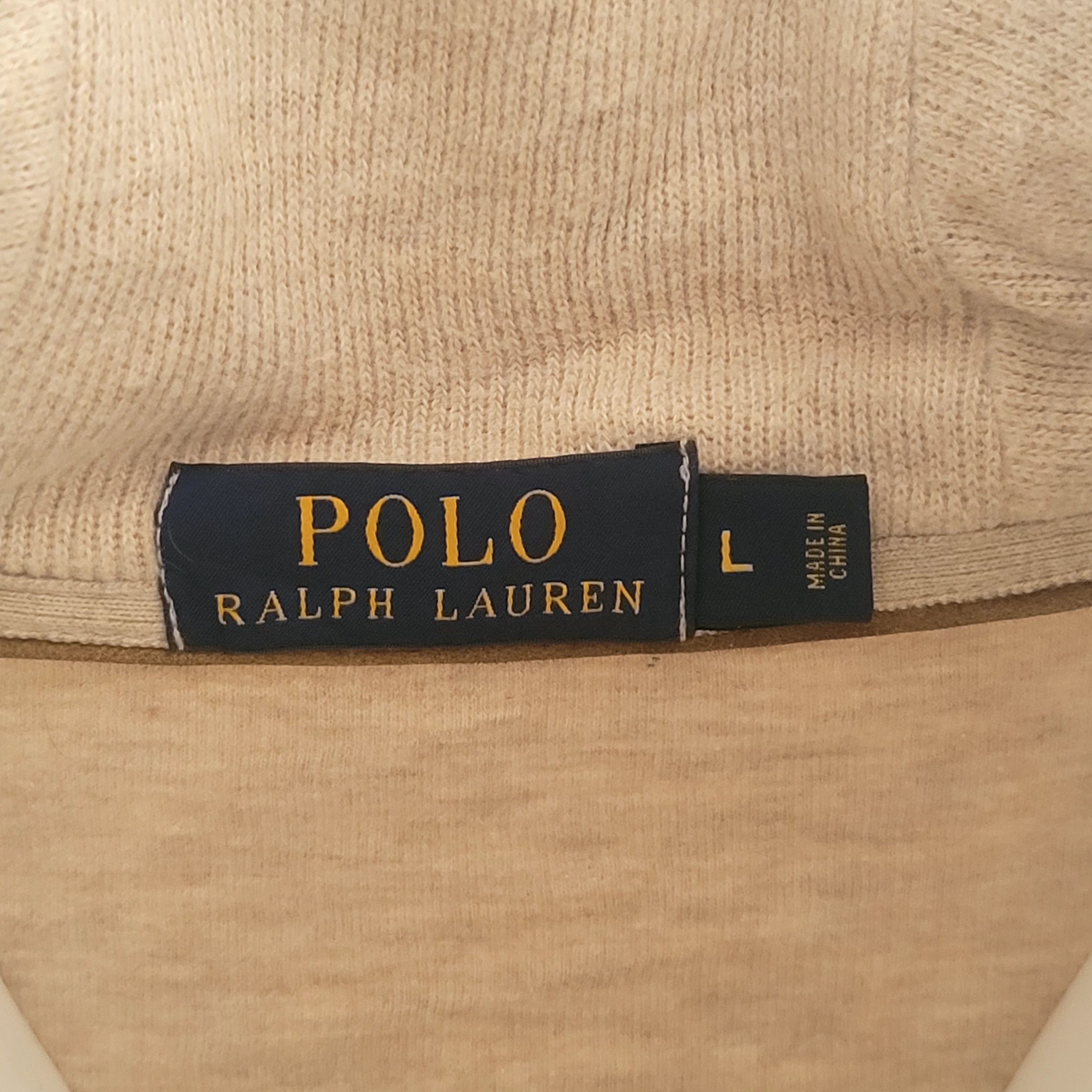 Polo Ralph Lauren Shawl Collar Sweatshirt – Beige, Size L - USASTARFASHION