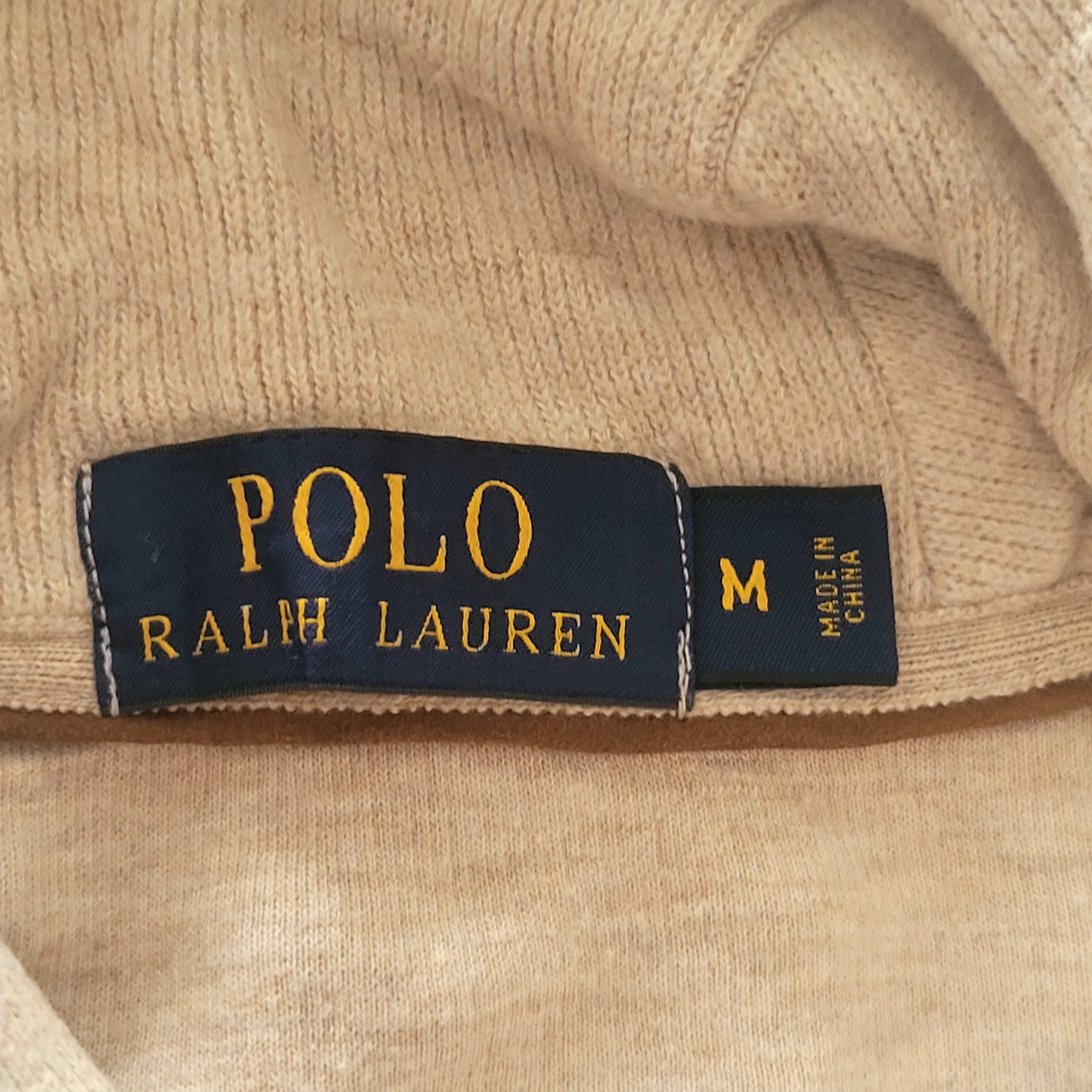 Polo Ralph Lauren Shawl Collar Sweatshirt – Beige, Size M - USASTARFASHION