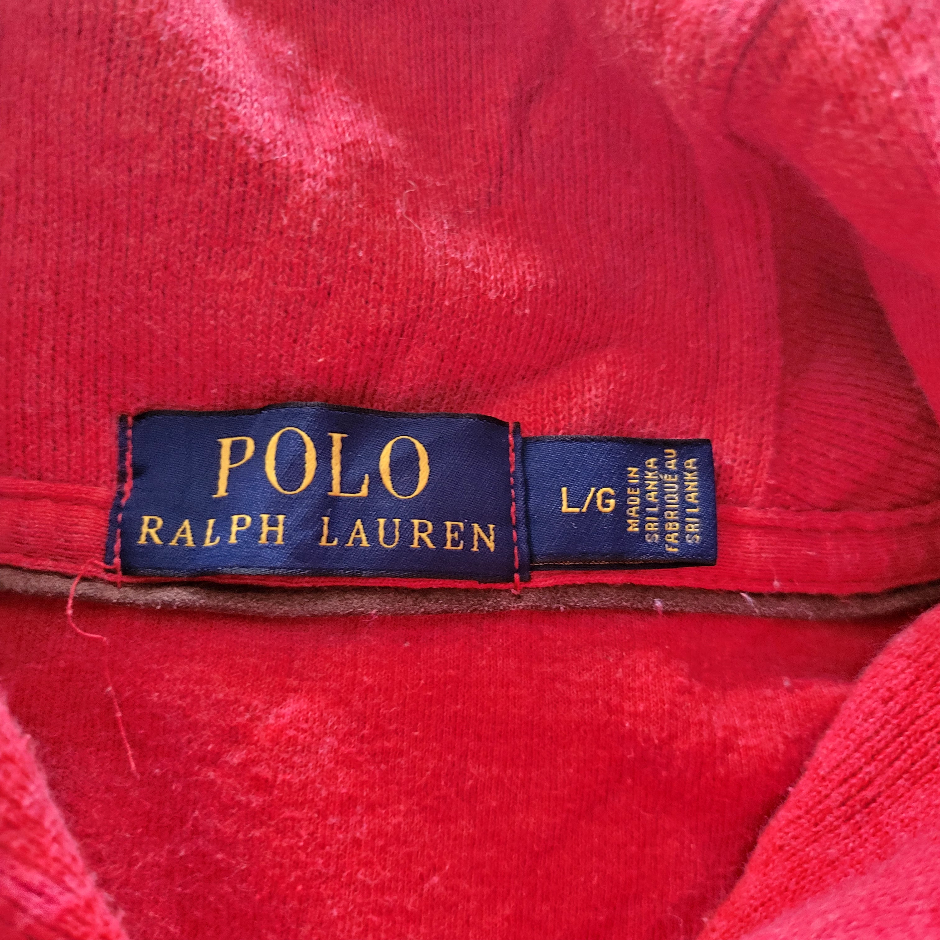 Vintage Polo Ralph Lauren Shawl Sweatshirt – Red, L/G - USASTARFASHION