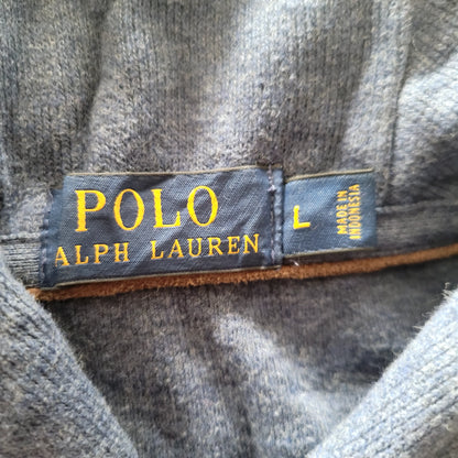 Vintage Polo Ralph Lauren Shawl Sweatshirt – Grey, Size L - USASTARFASHION
