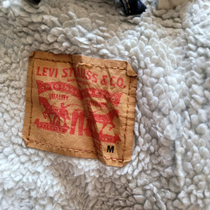 Levi’s Blue Sherpa Lined Trucker Jacket – Size M - USASTARFASHION