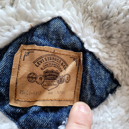 Vintage Levi’s Sherpa-Lined Bomber Jacket – Size L - USASTARFASHION